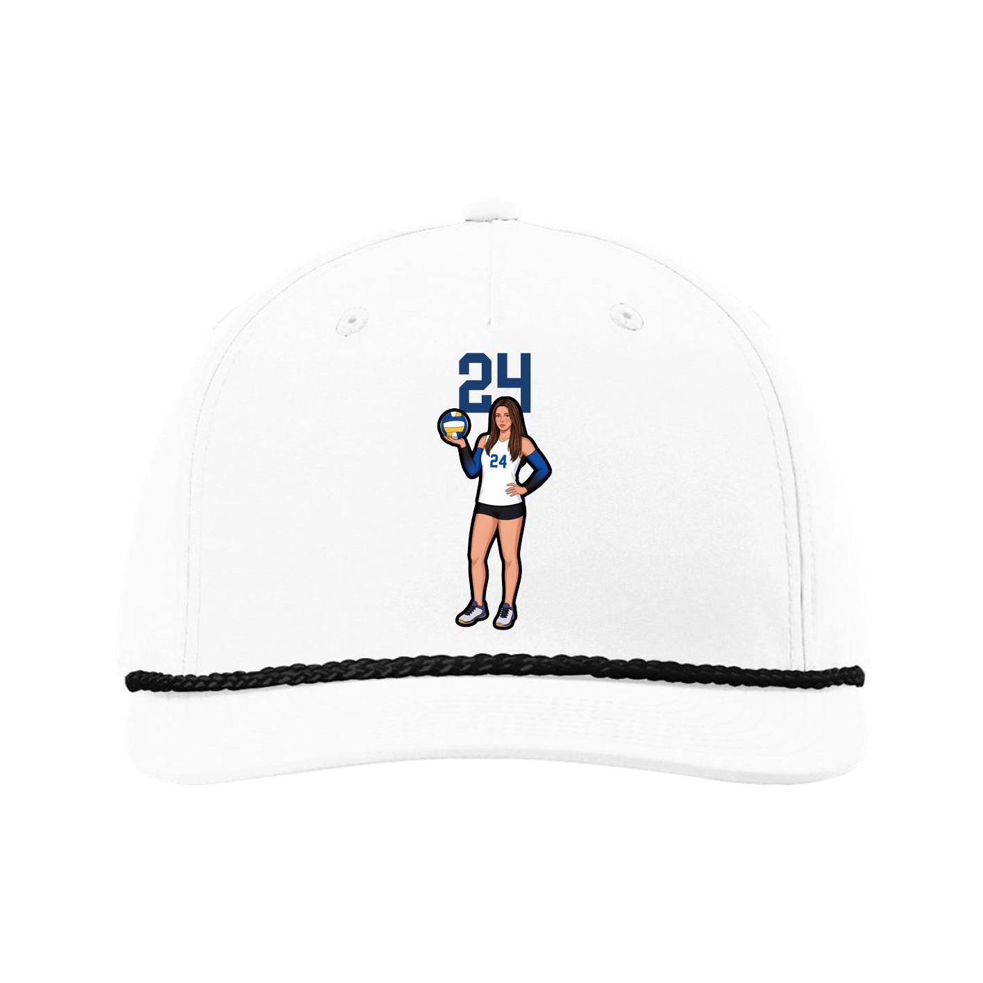 Five-Panel Classic Rope Cap — Number Top in White