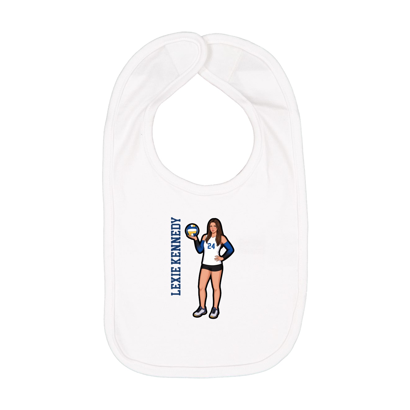 Infant Bib — Name Vertical in White