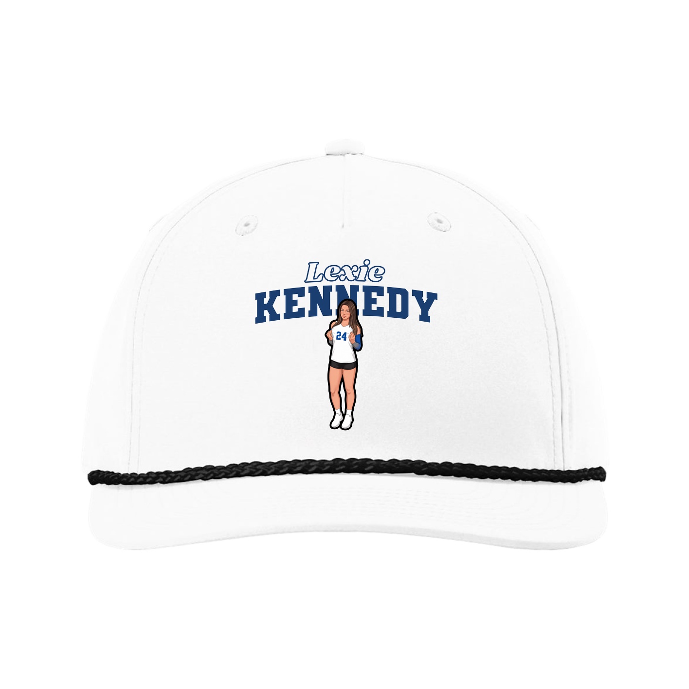 Five-Panel Classic Rope Cap — Name Arch in White
