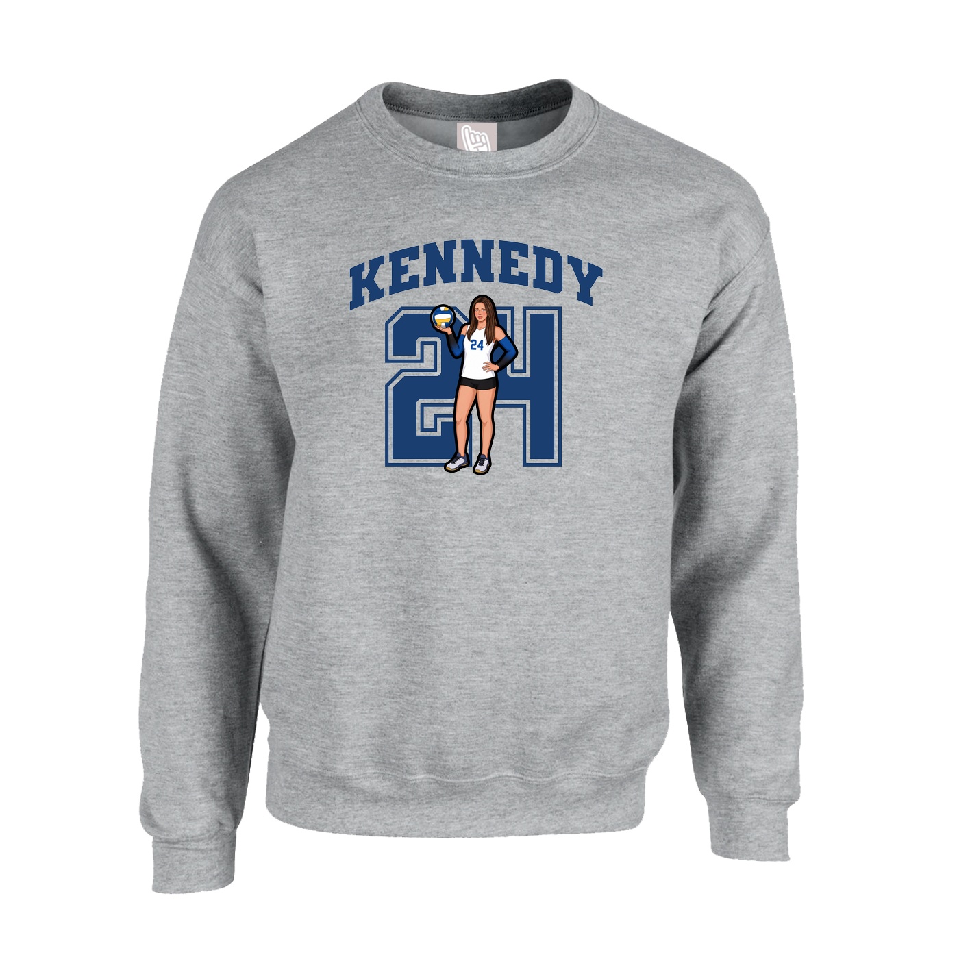 Fleece Crew — Number in Grey