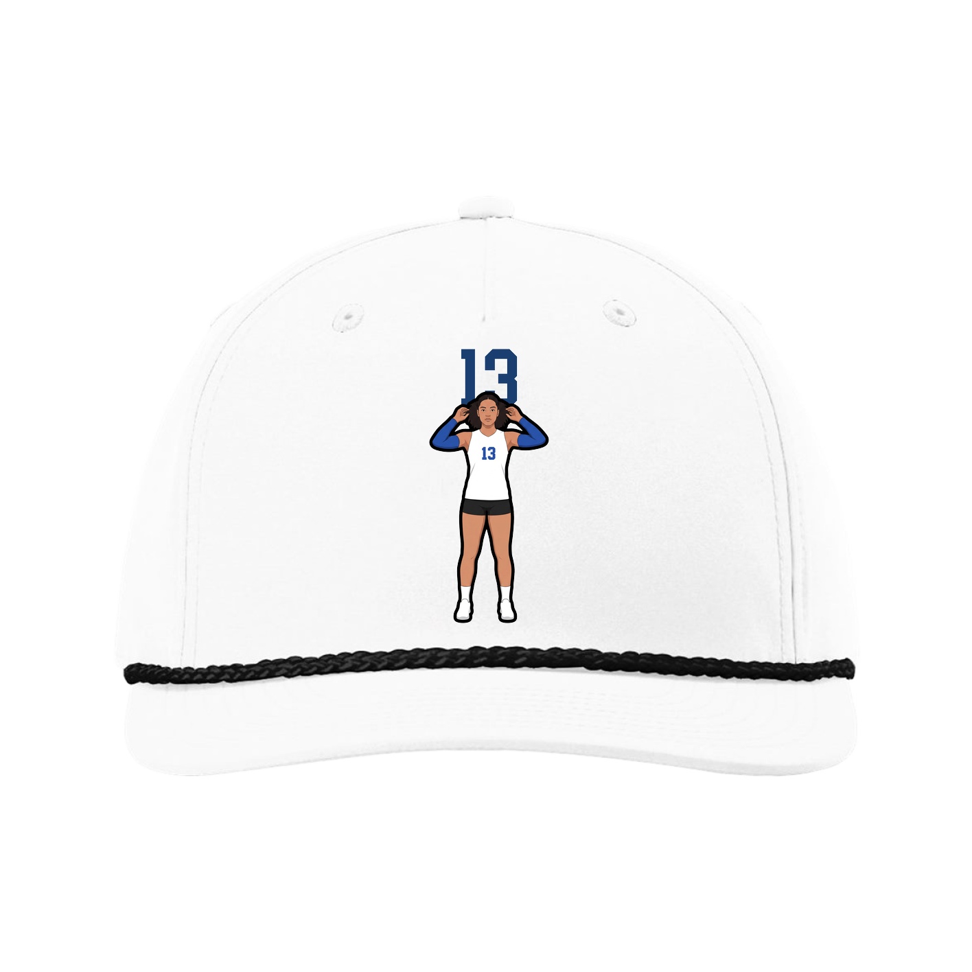 Five-Panel Classic Rope Cap — Number Top in White