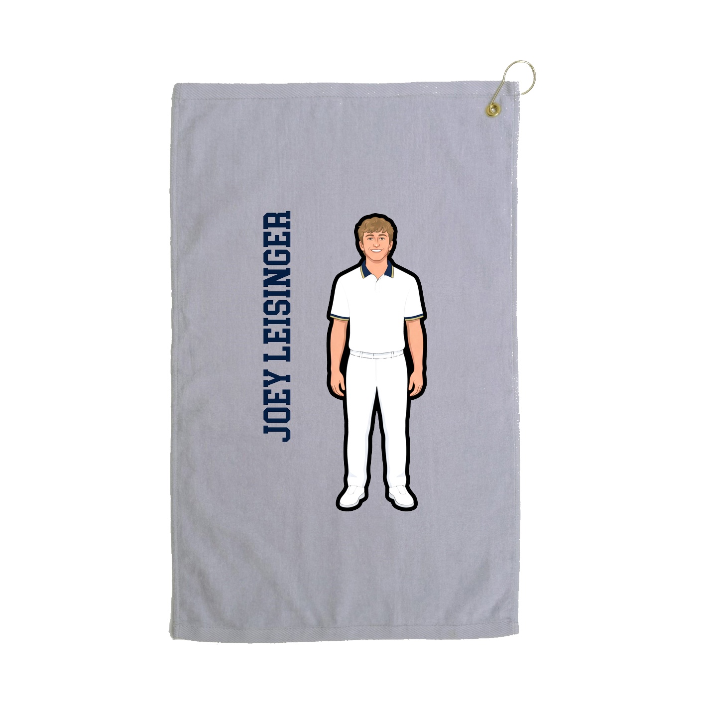 Golf Towel — Name Vertical in Grey