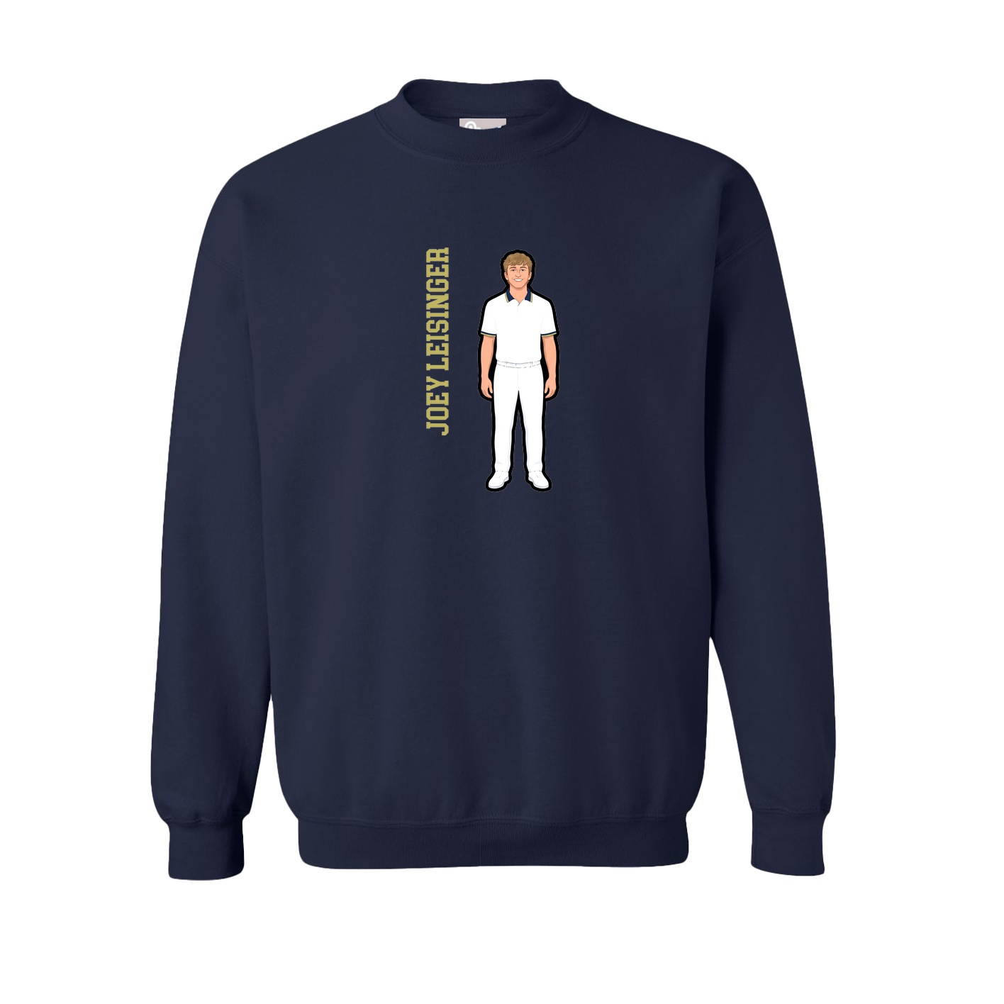 Fleece Crew — Name Vertical in Navy