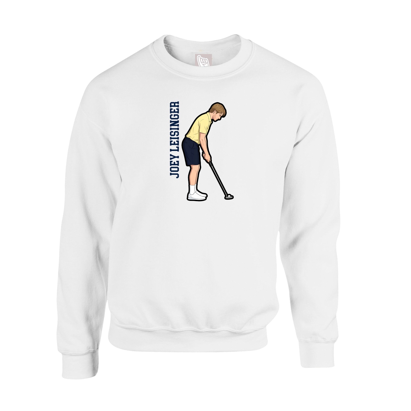 Fleece Crew — Name Vertical in White