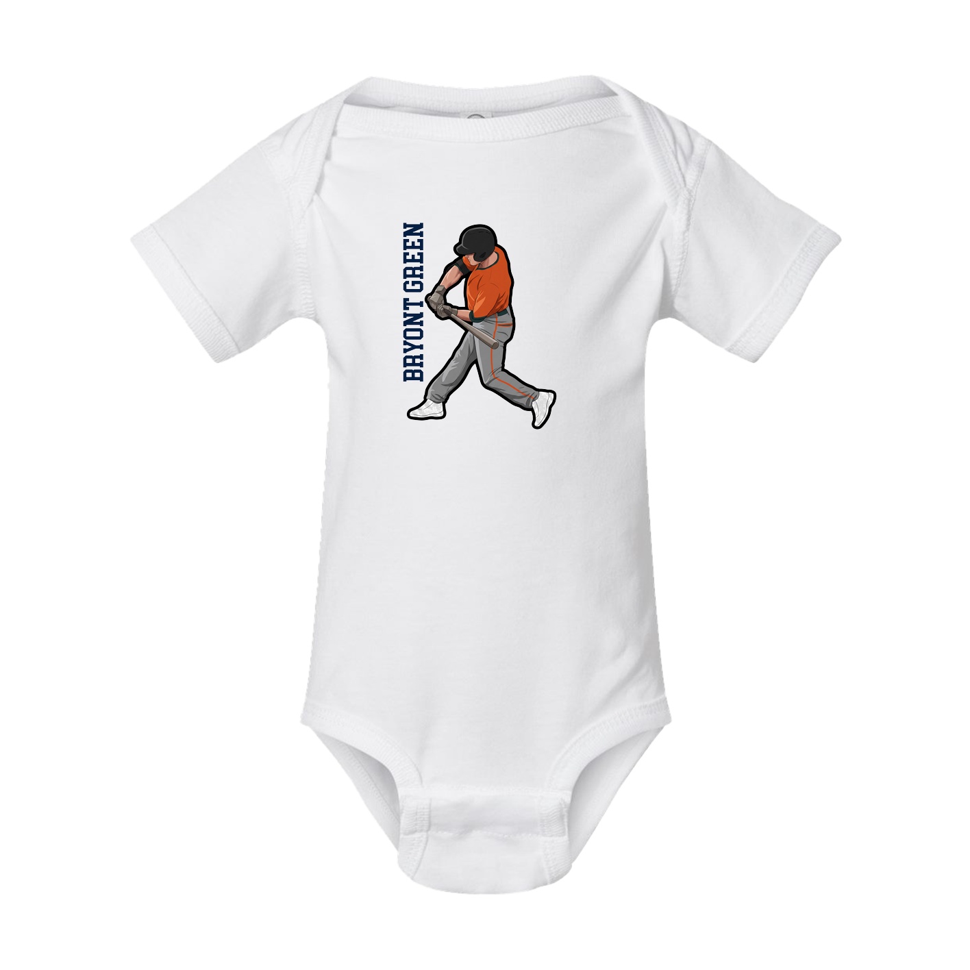 Baby Onesie — Name Vertical in White