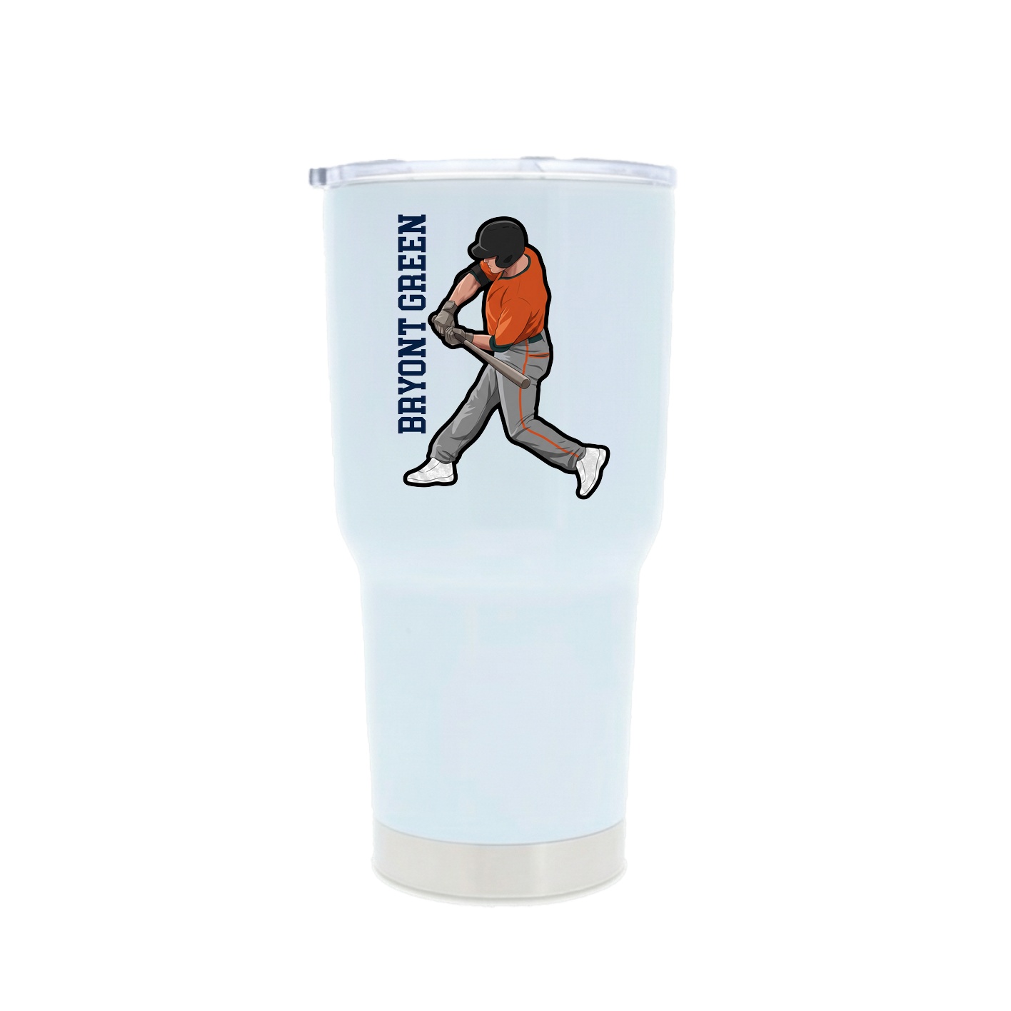 30oz Stainless Steel Tumbler — Name Vertical in White