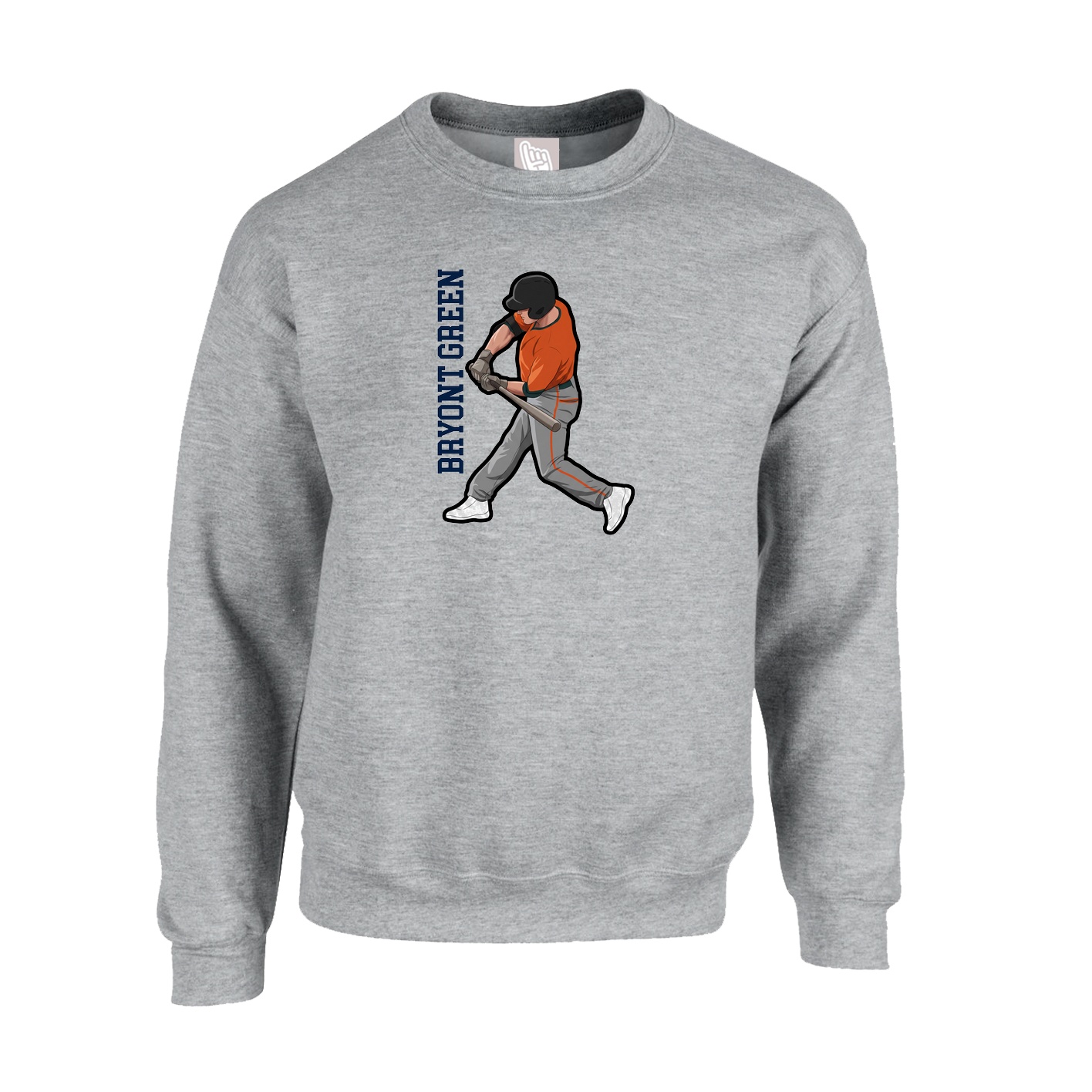 Fleece Crew — Name Vertical in Grey