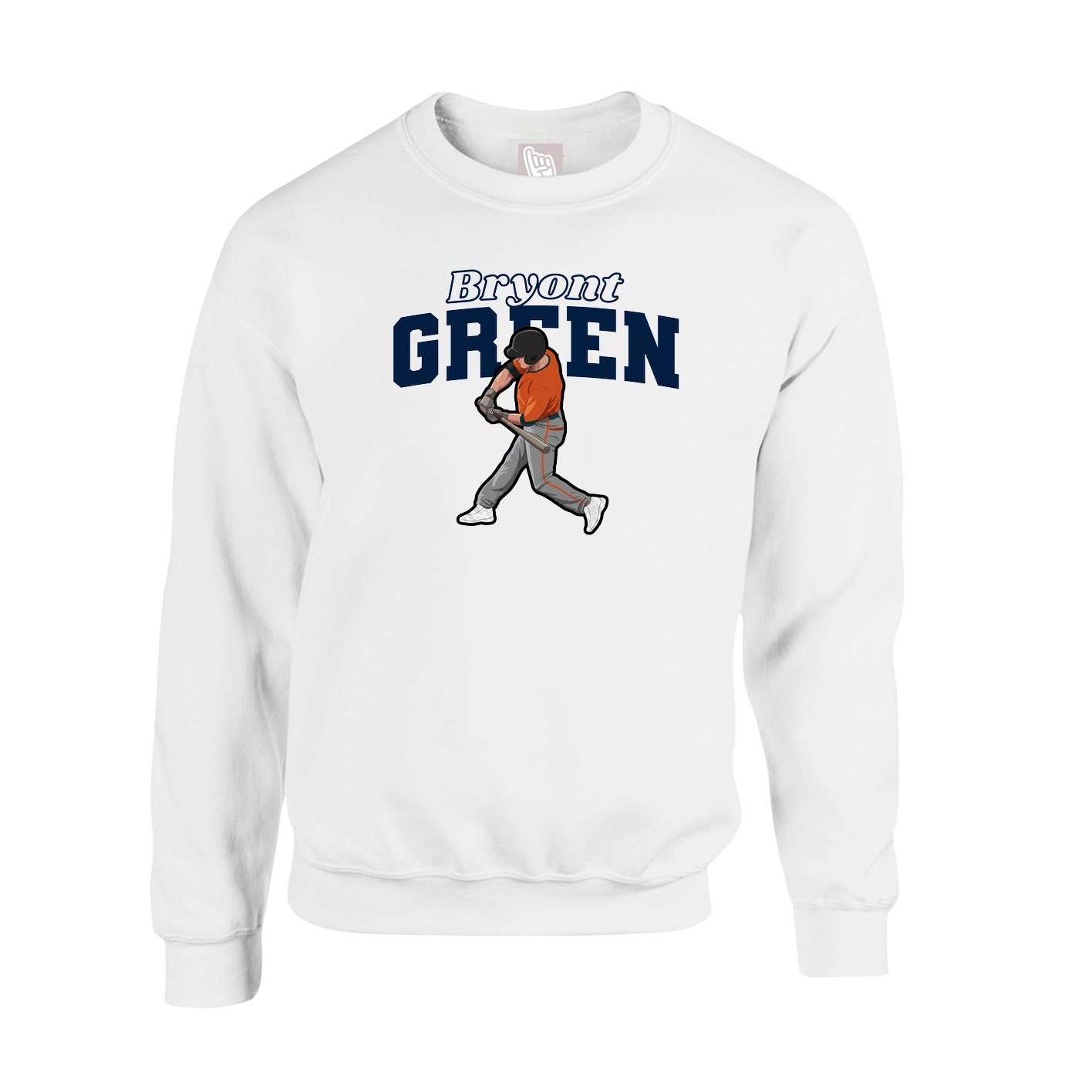 Fleece Crew — Name Arch in White