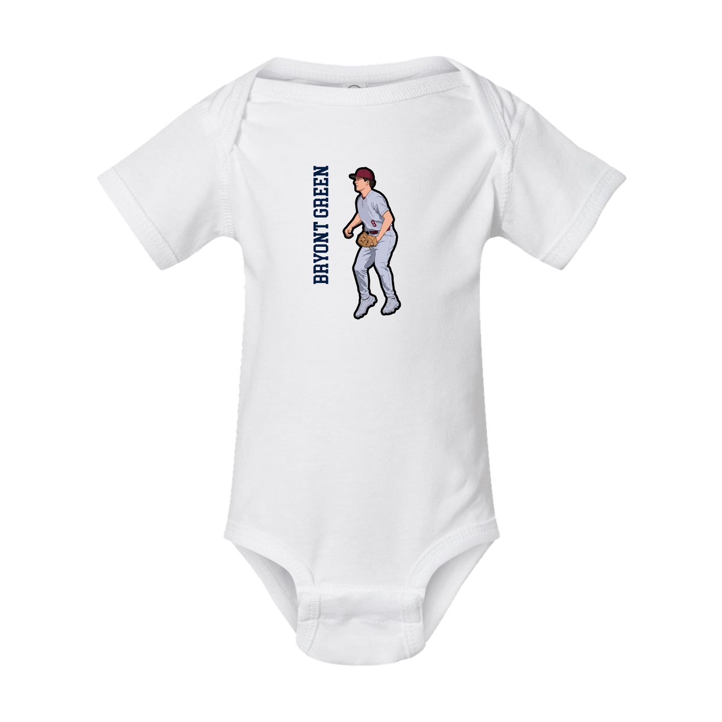 Baby Onesie — Name Vertical in White