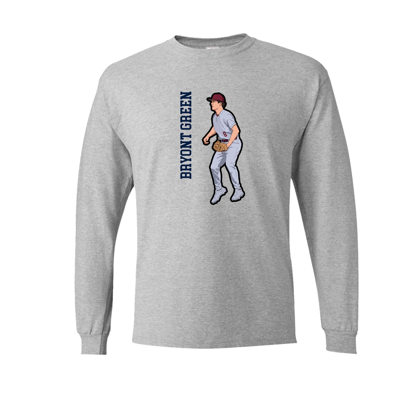 Long Sleeve Tee — Name Vertical in Grey