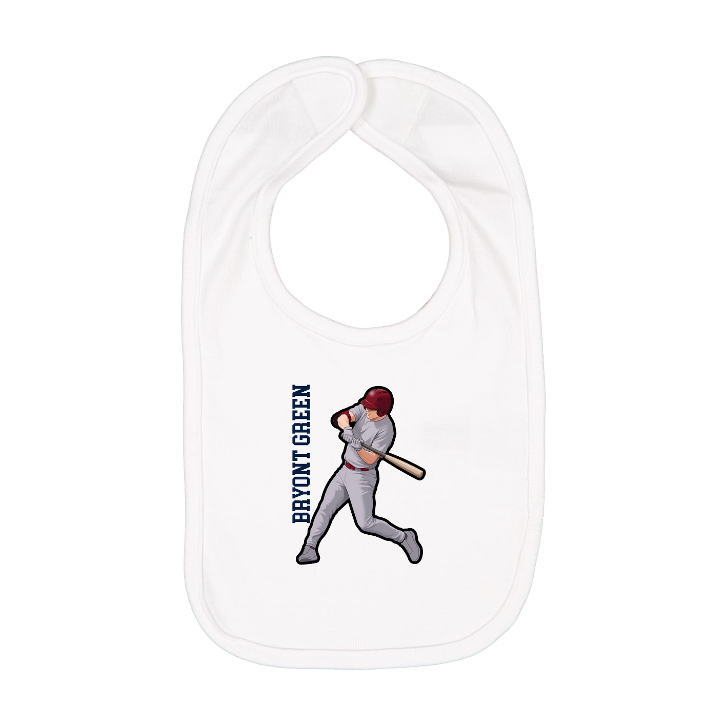 Infant Bib — Name Vertical in White