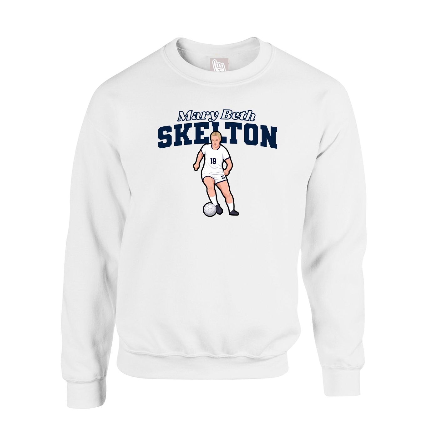 Fleece Crew — Name Arch in White