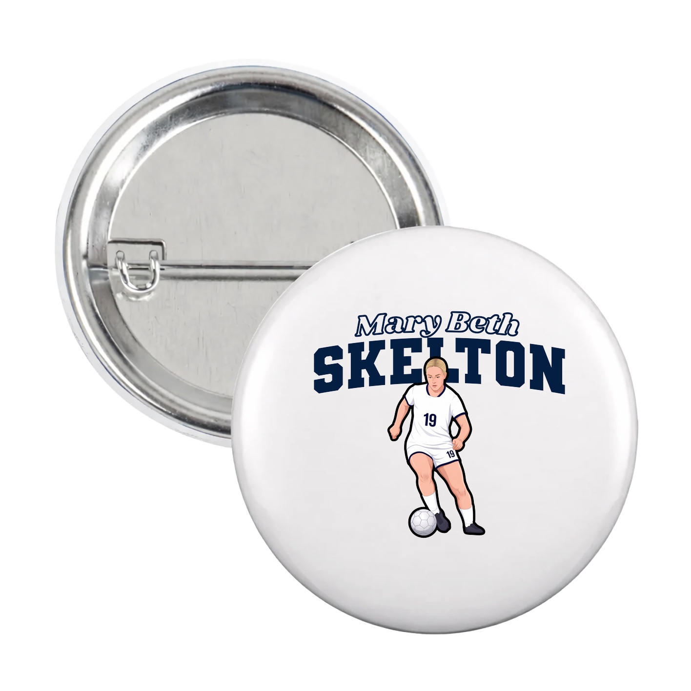 Game Day Button — Name Arch in White