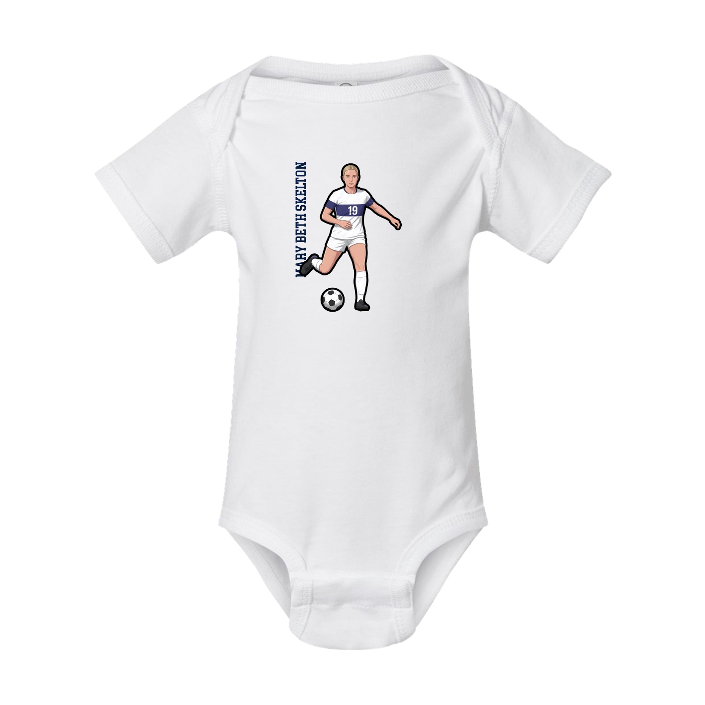 Baby Onesie — Name Vertical in White