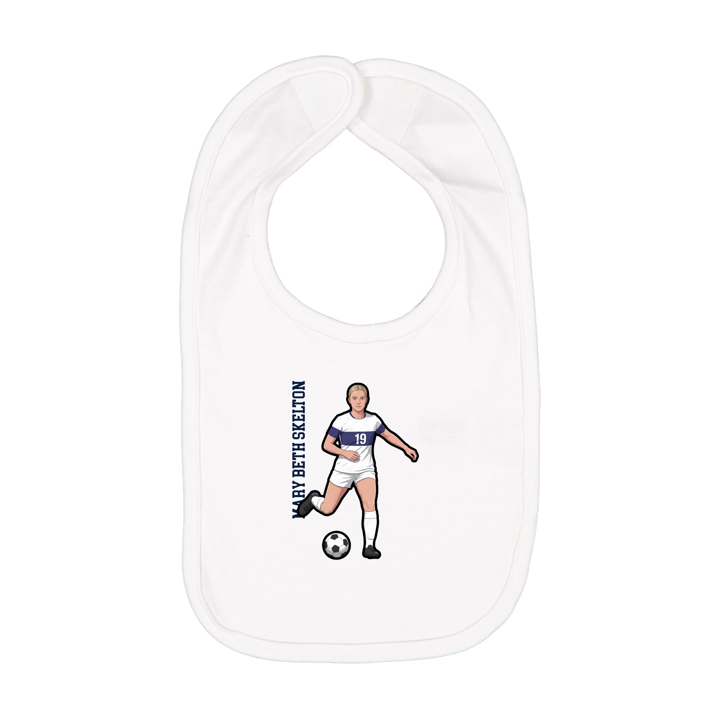 Infant Bib — Name Vertical in White