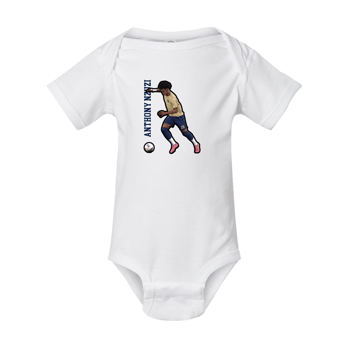 Baby Onesie — Name Vertical in White