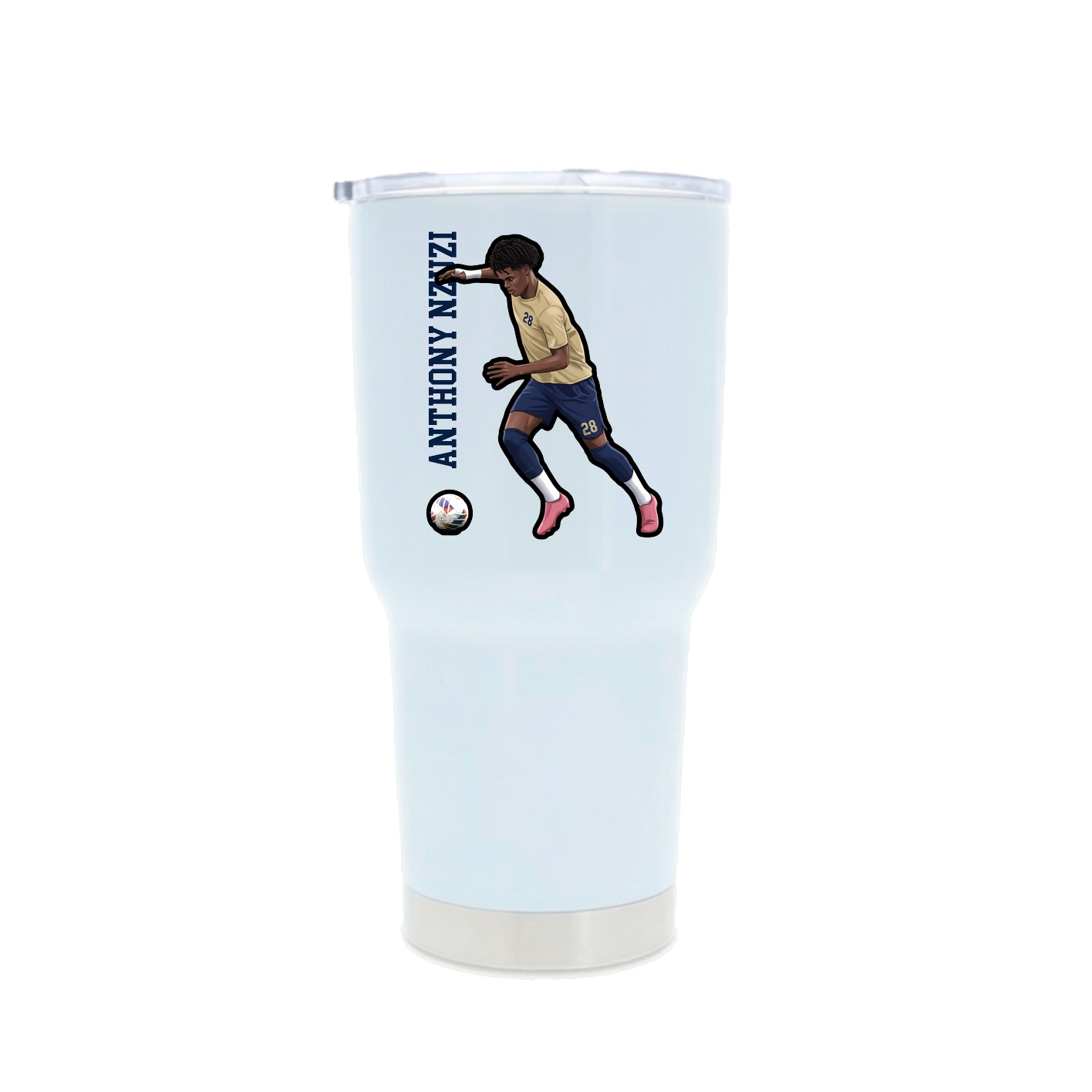 30oz Stainless Steel Tumbler — Name Vertical in White