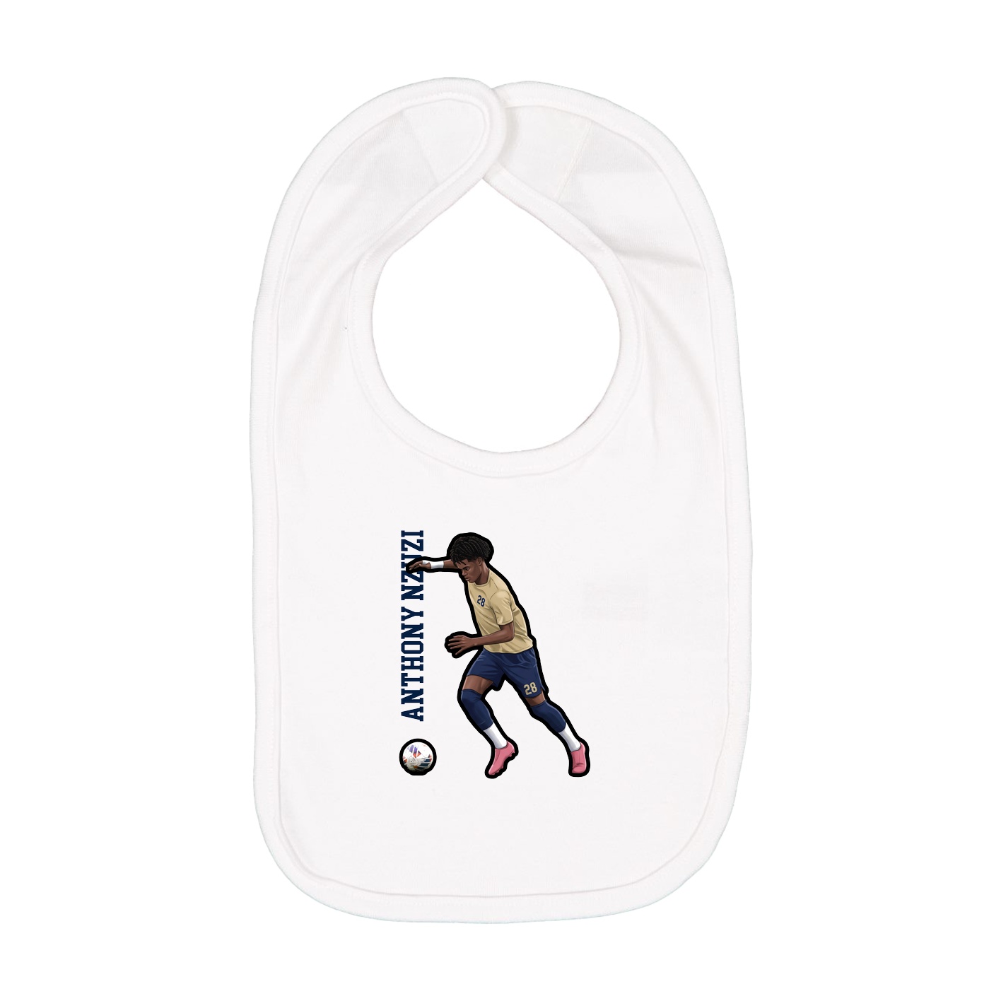 Infant Bib — Name Vertical in White