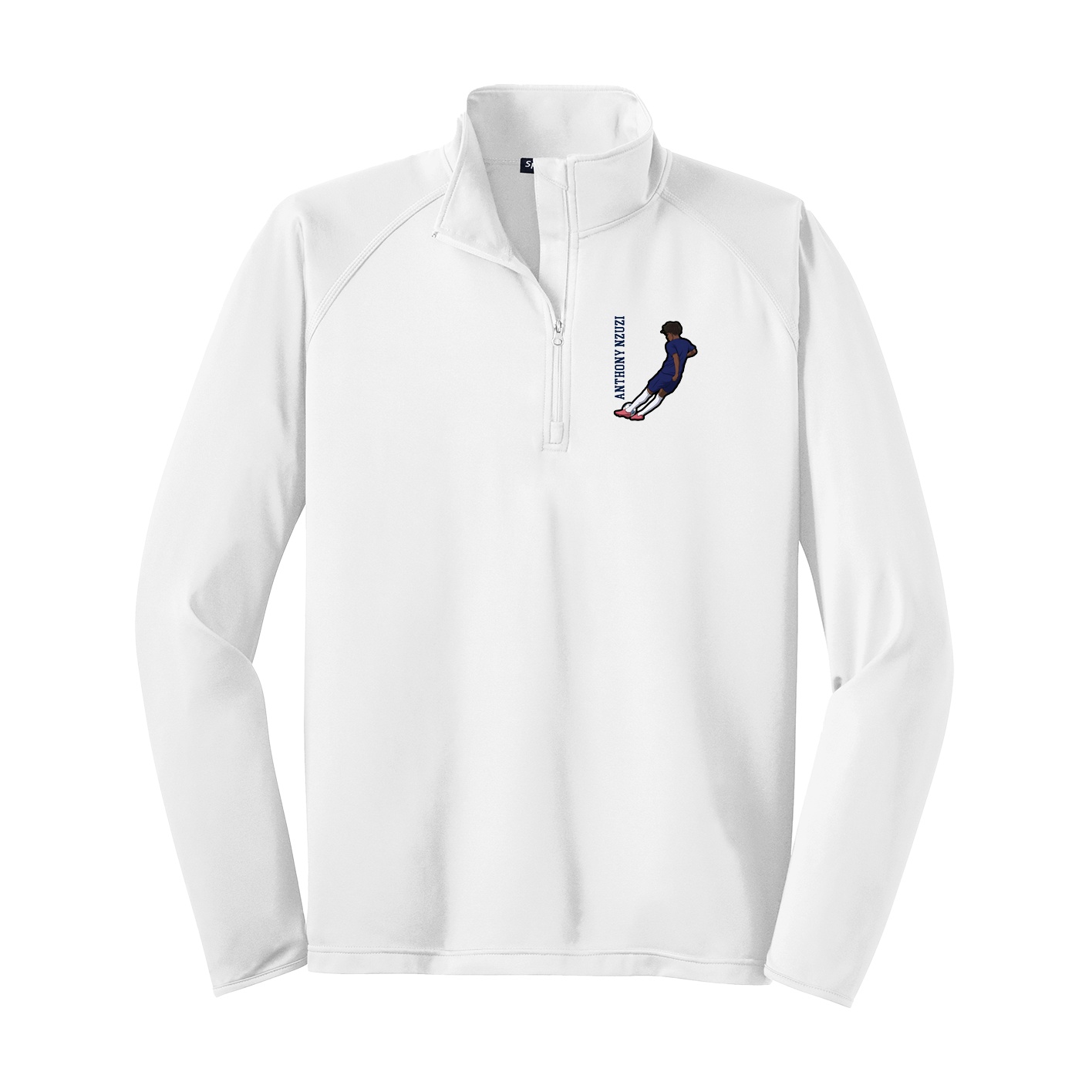 Q-Zip Pullover — Name Vertical in White
