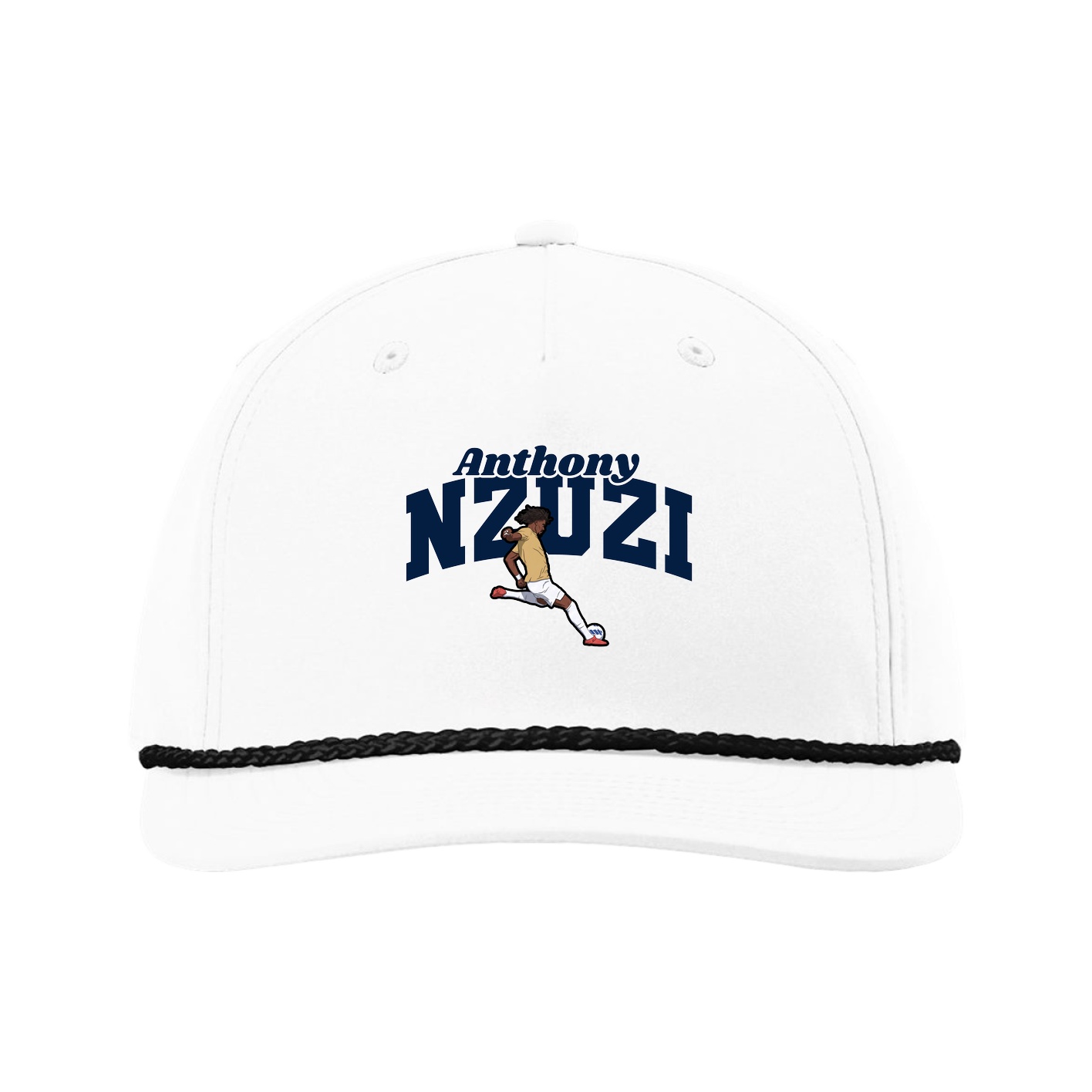 Five-Panel Classic Rope Cap — Signature Arch in White