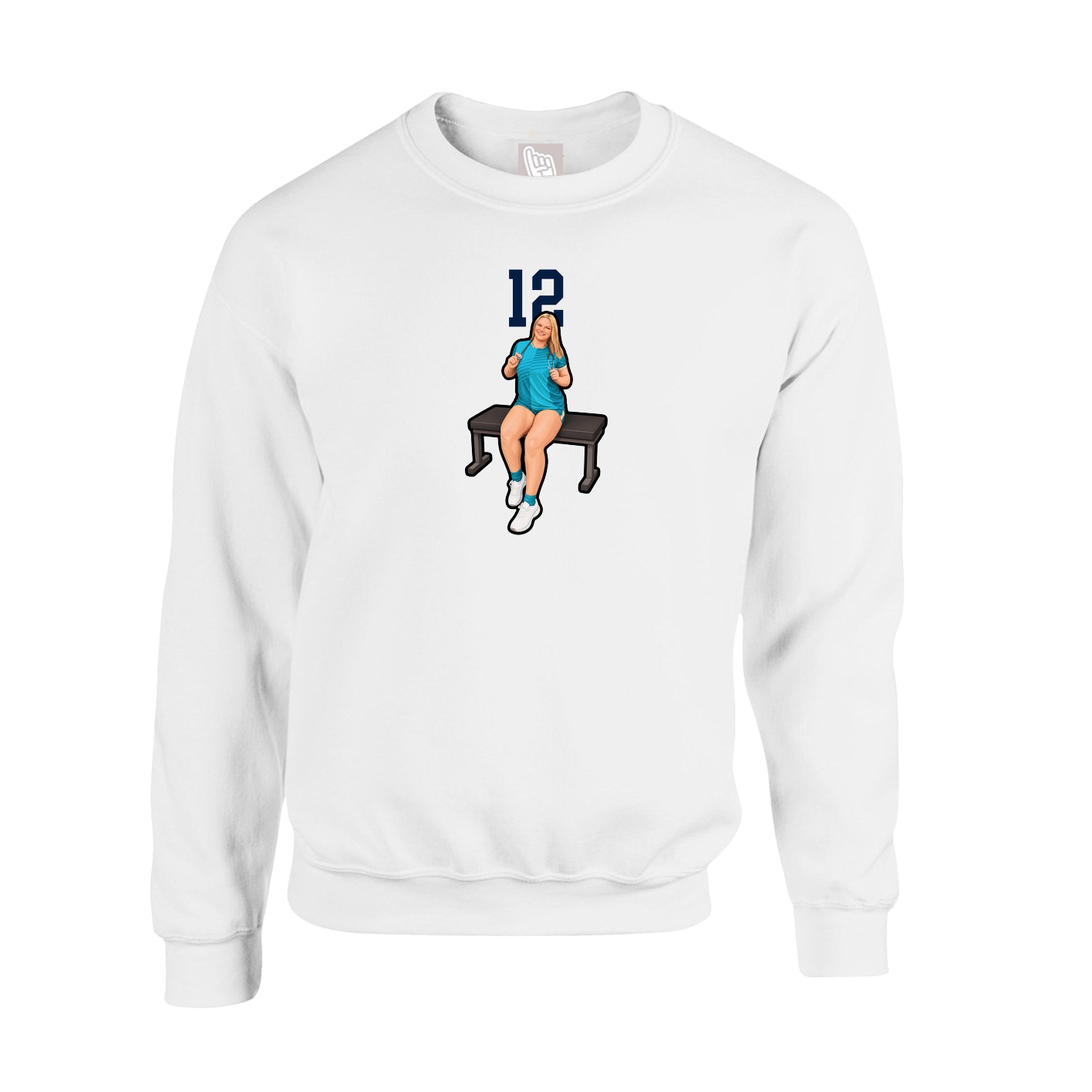 Fleece Crew — Number Top in White