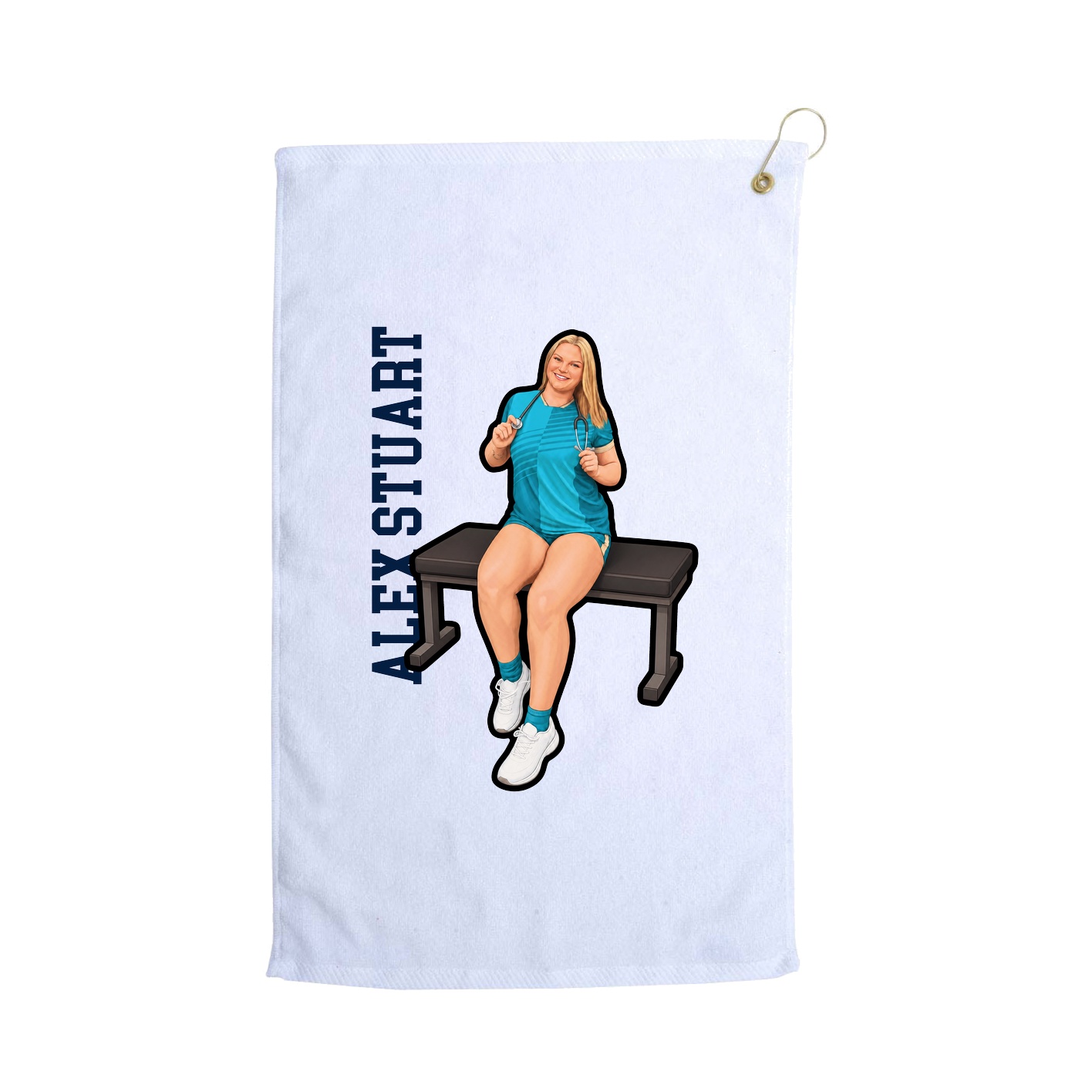 Golf Towel — Name Vertical in White