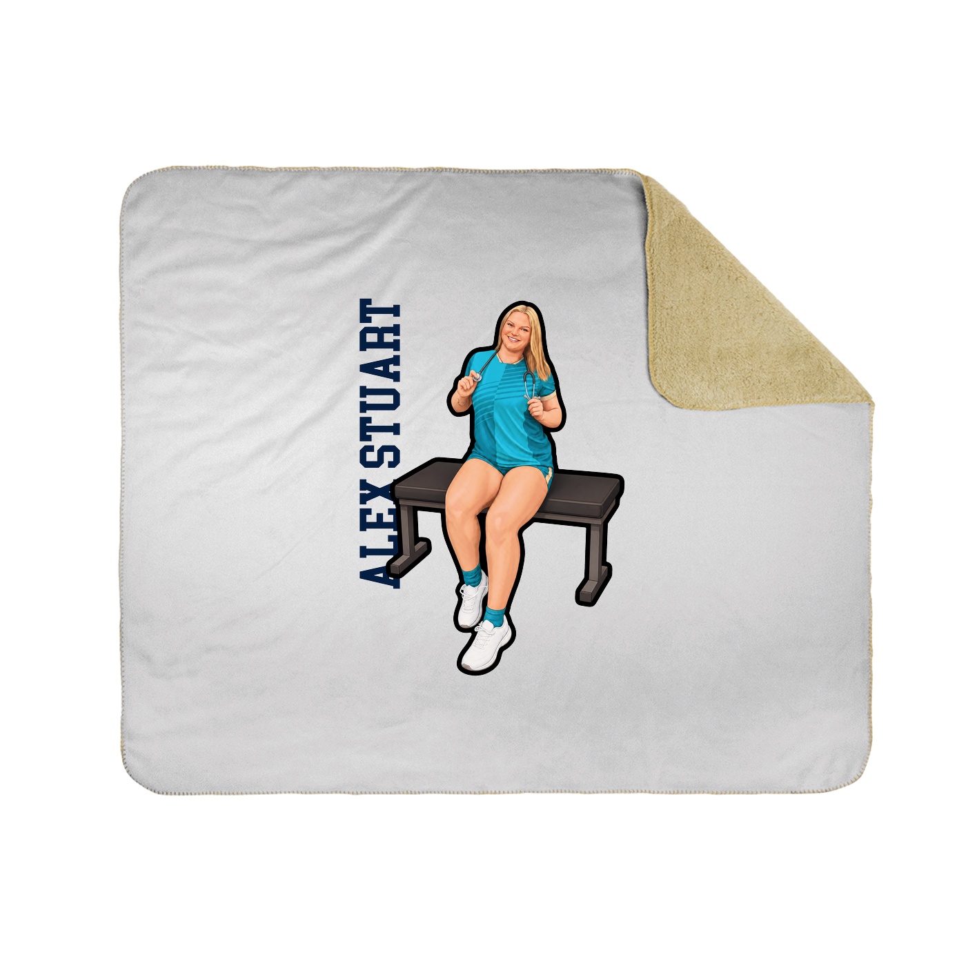 Throw Blanket — Name Vertical in White