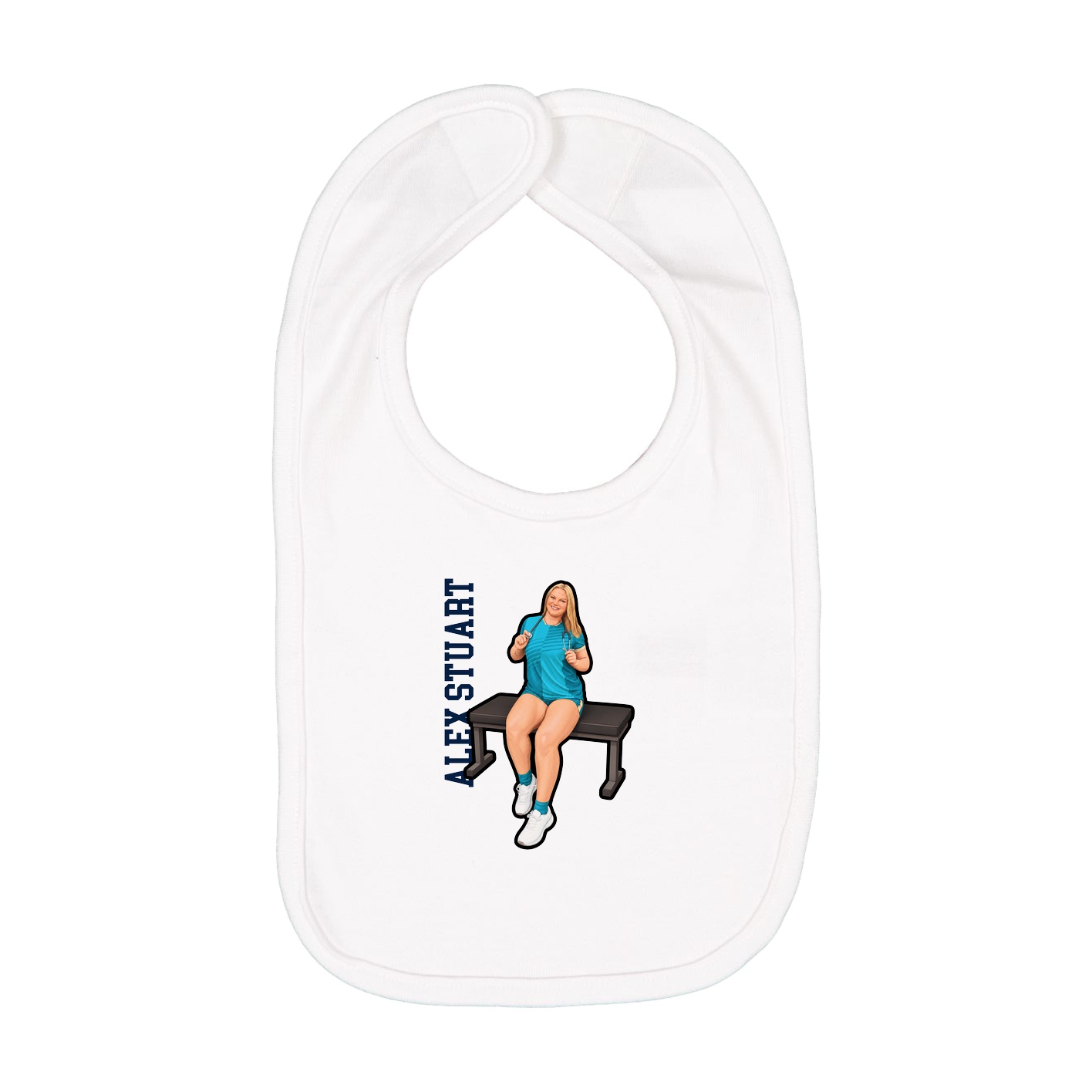 Infant Bib — Name Vertical in White