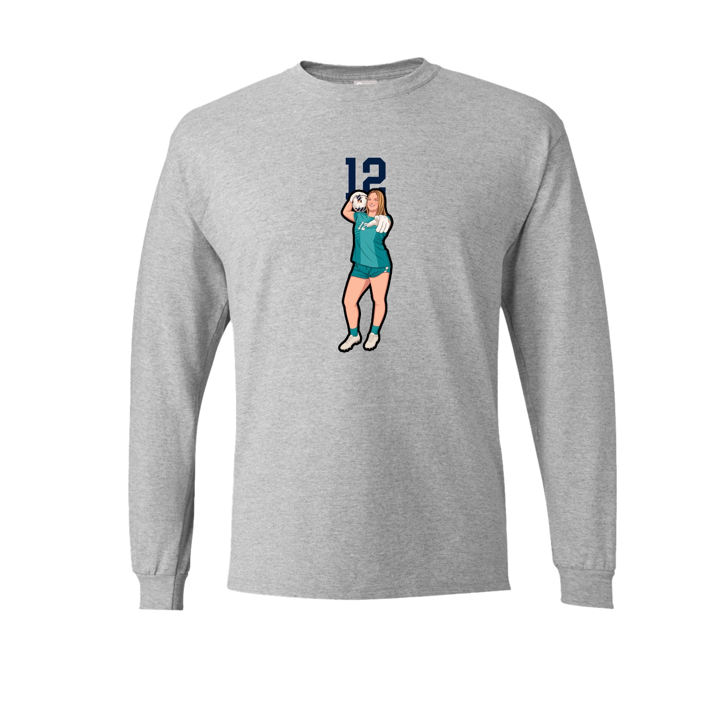 Long Sleeve Tee — Number Top in Grey