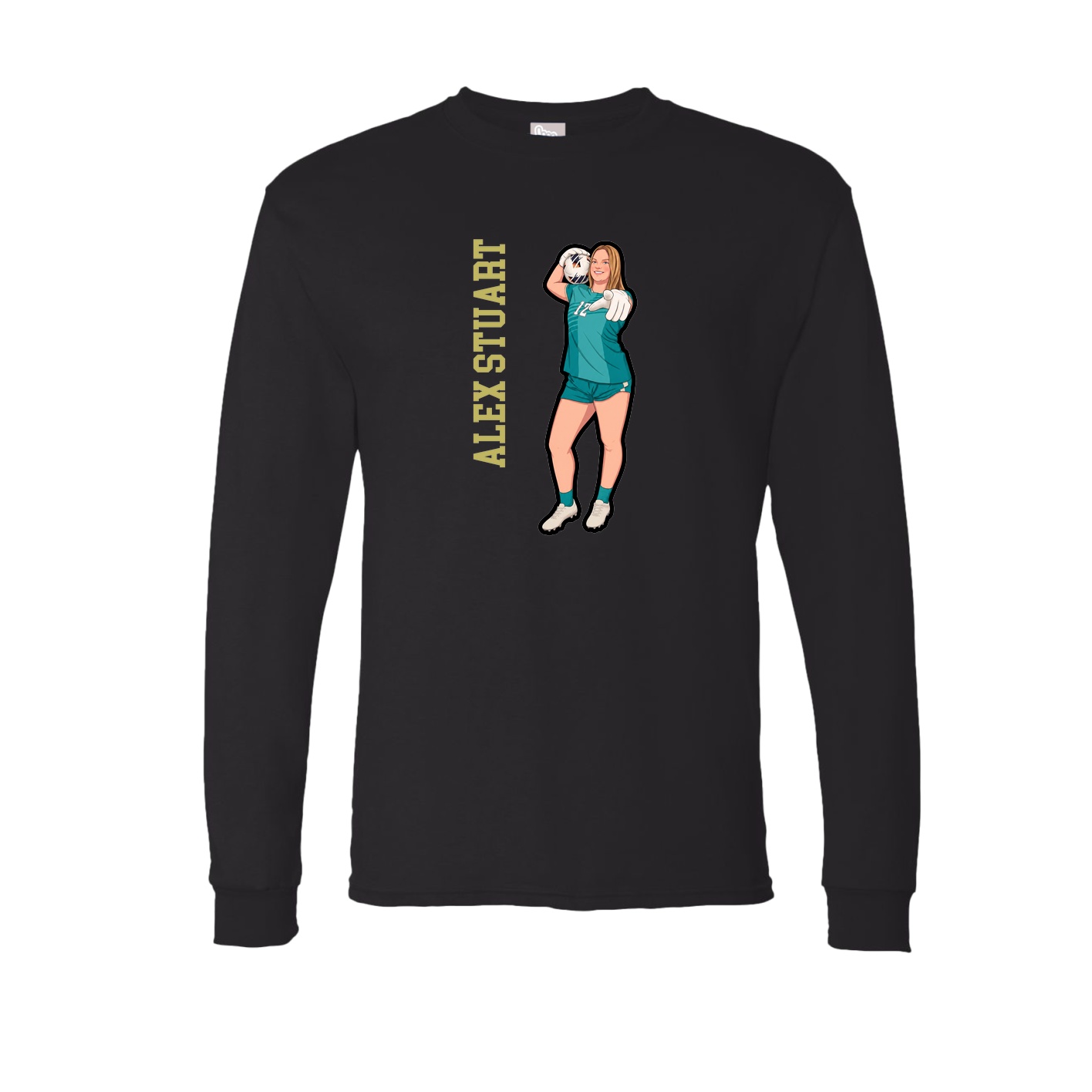 Long Sleeve Tee — Name Vertical in Black
