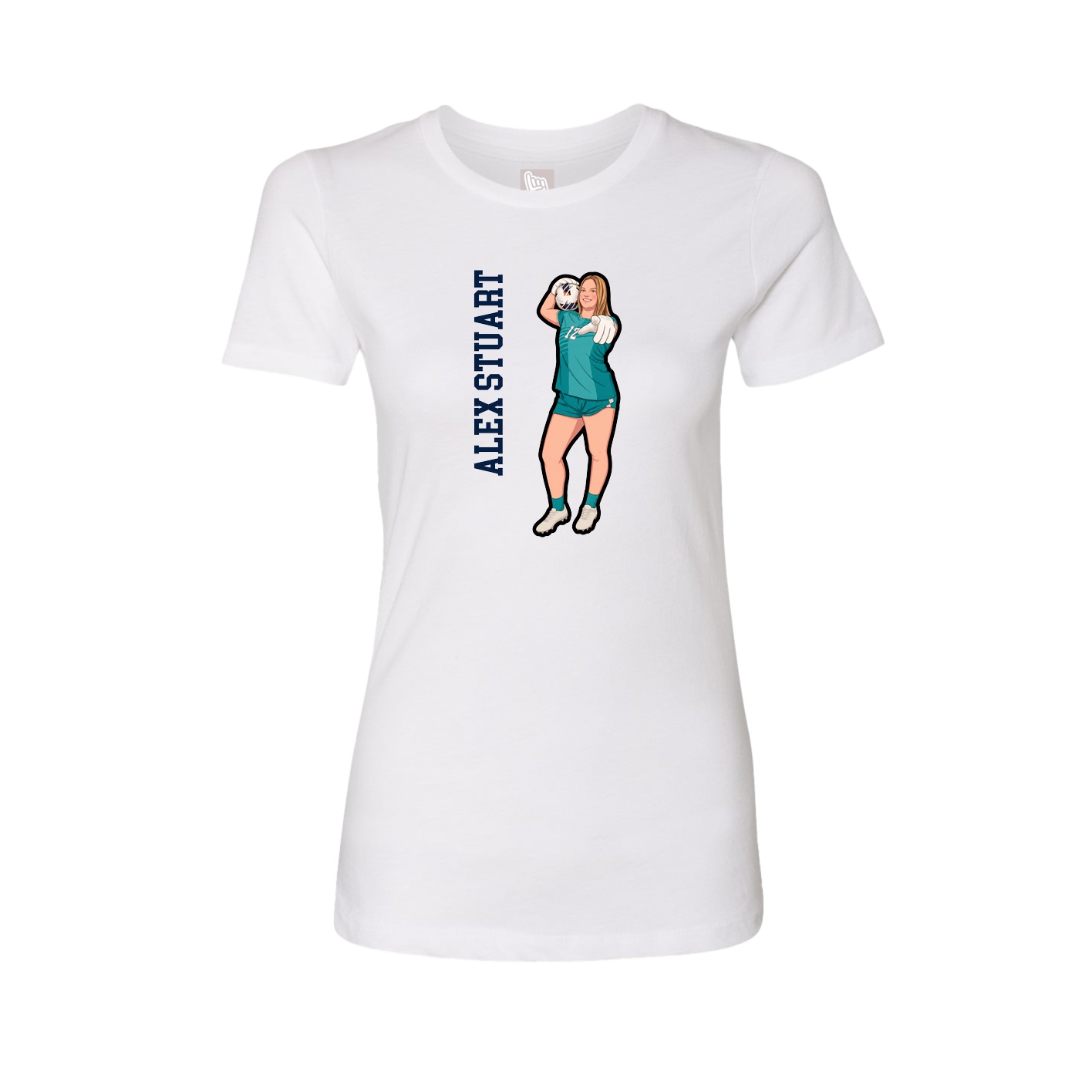 Fitted Women's Tee — Name Vertical in White
