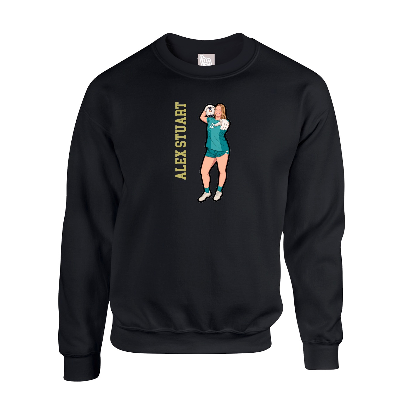 Fleece Crew — Name Vertical in Black