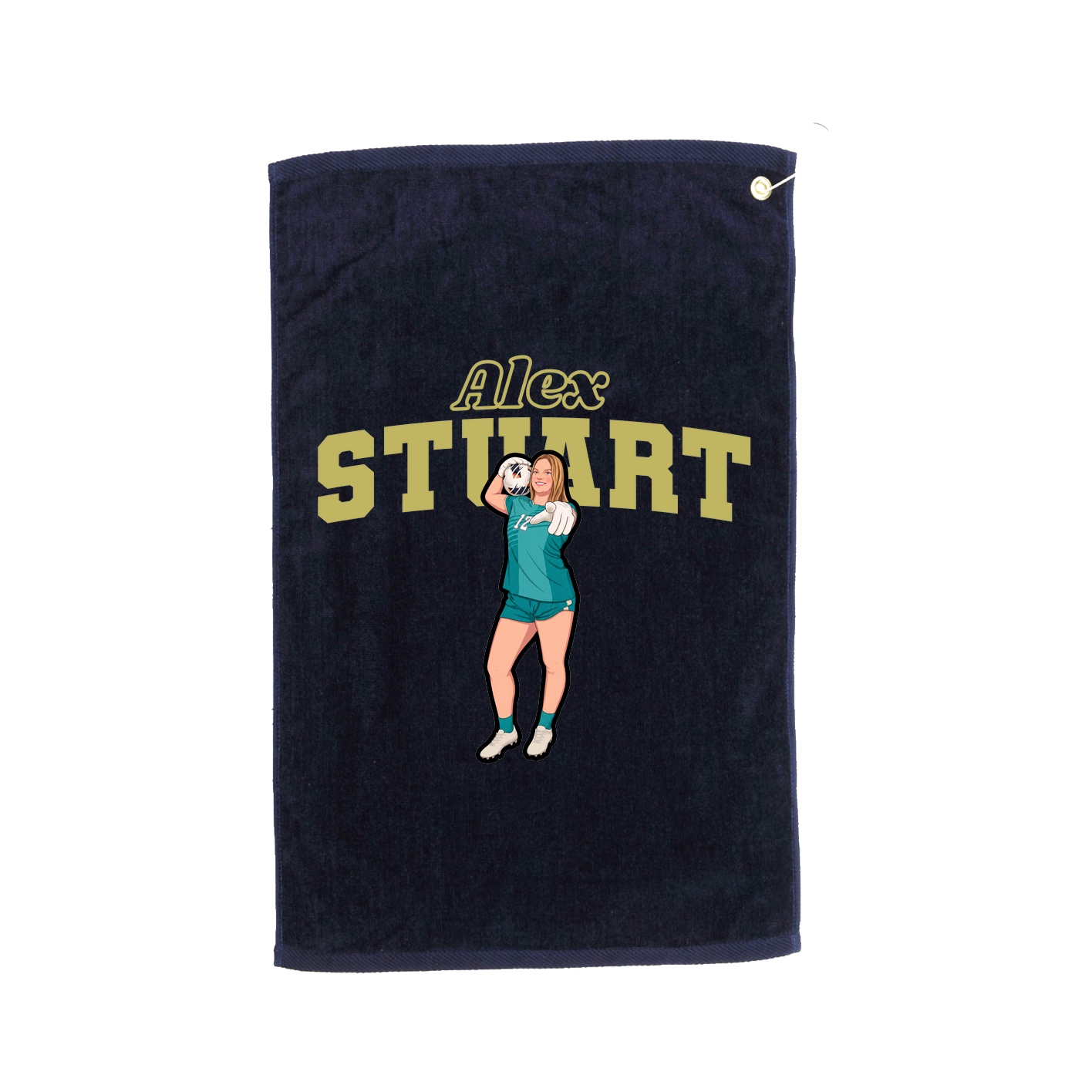 Golf Towel — Name Arch in Navy
