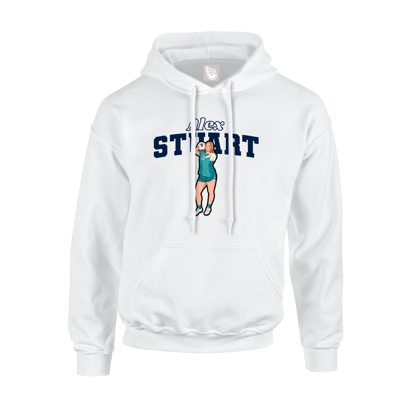 Youth Hoodie — Name Arch in White