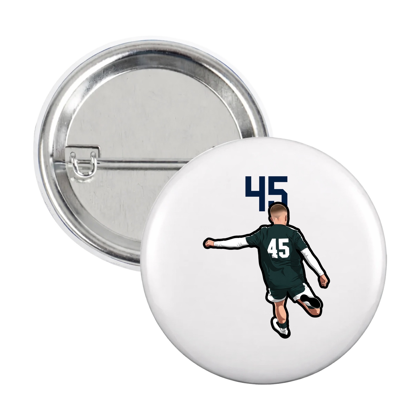 Game Day Button — Number Top in White