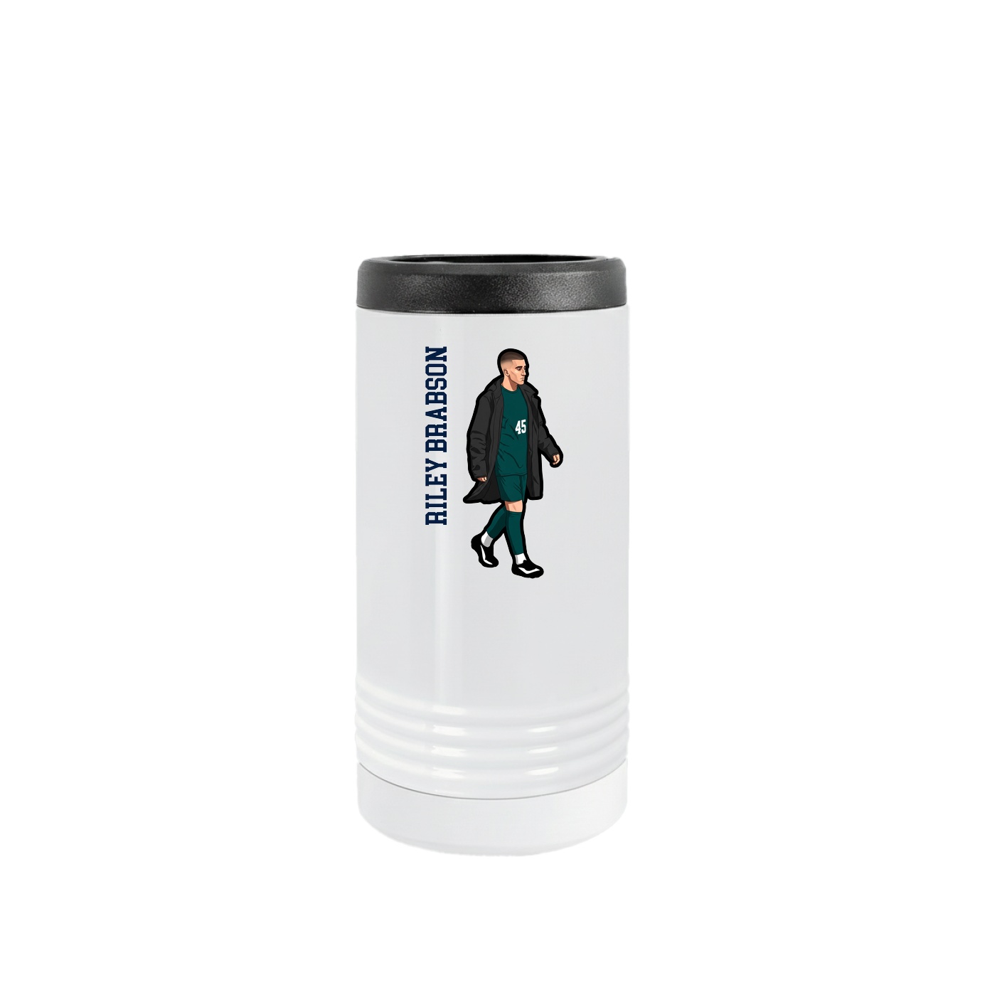 Slim Beverage Holder — Name Vertical in White