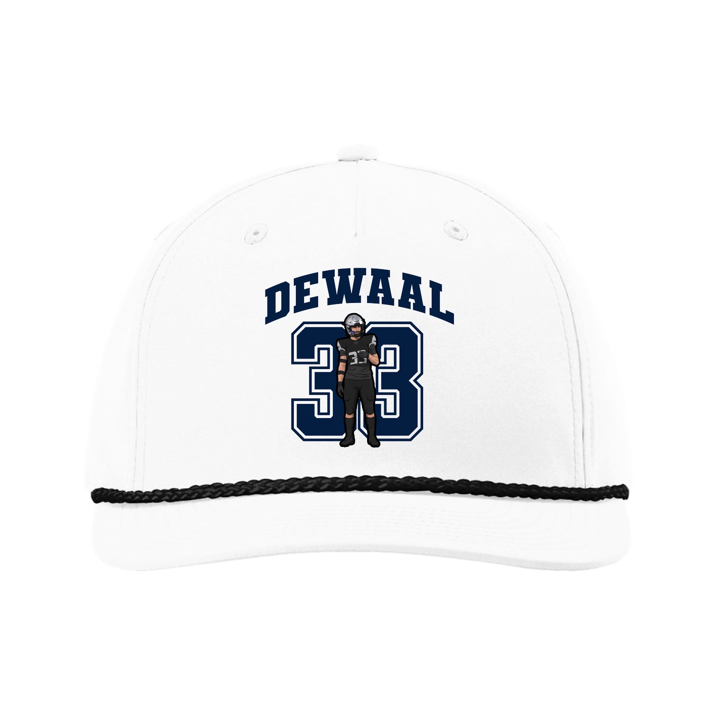 Five-Panel Classic Rope Cap — Number in White