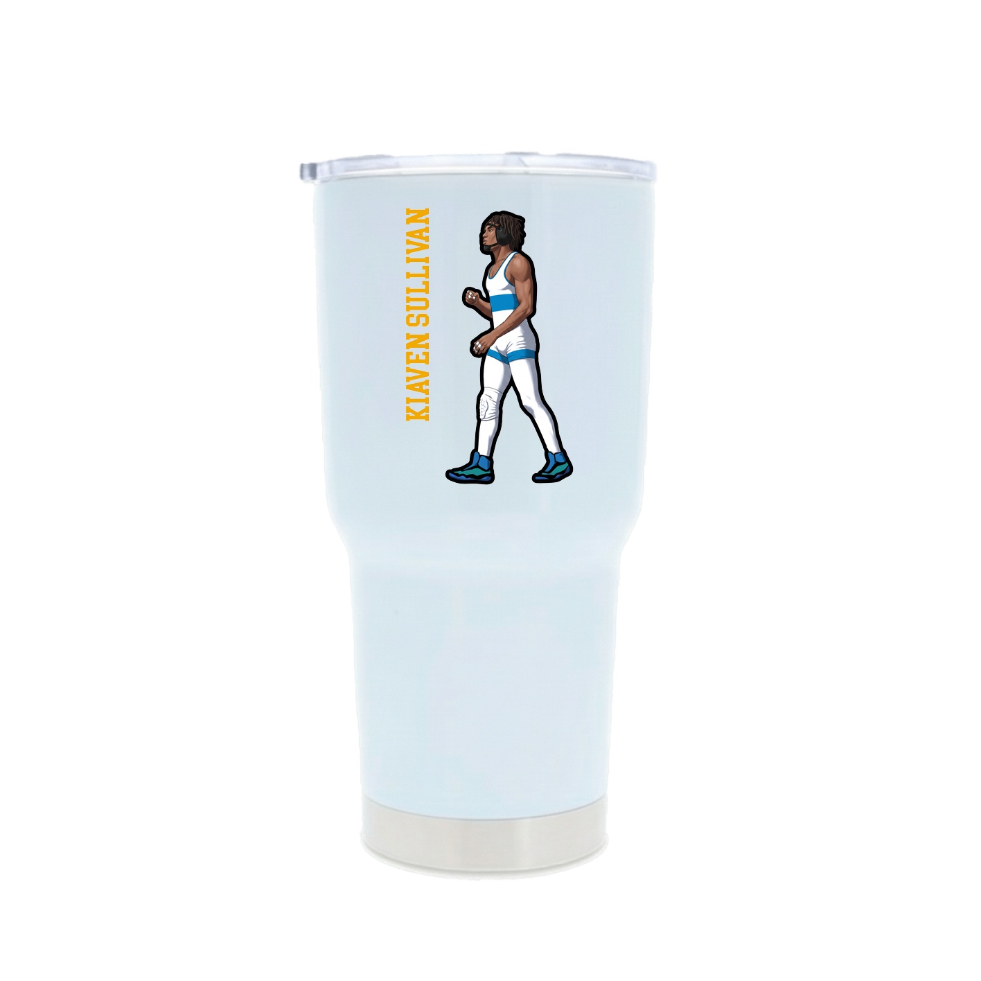 30oz Stainless Steel Tumbler — Name Vertical in White