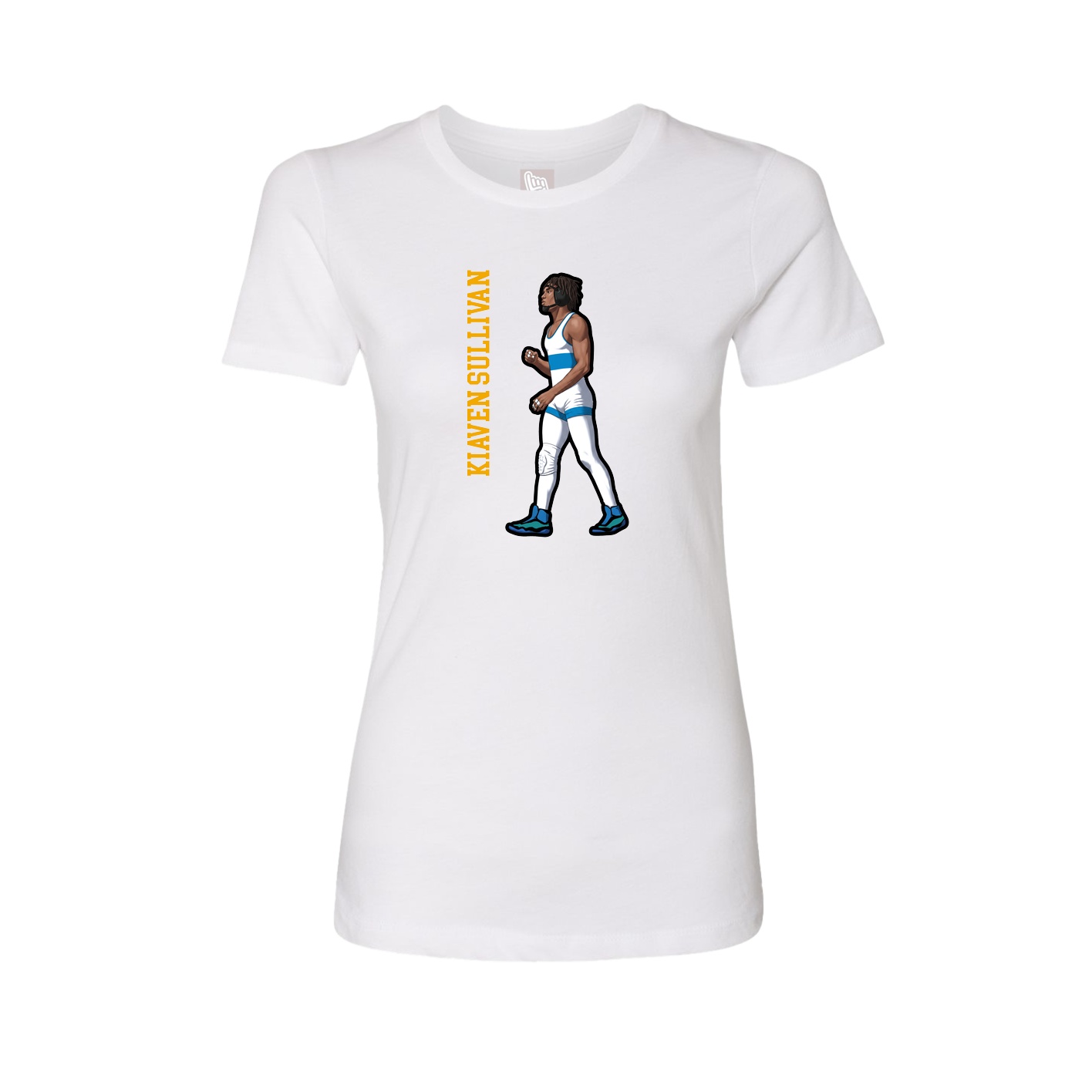 Fitted Women's Tee — Name Vertical in White