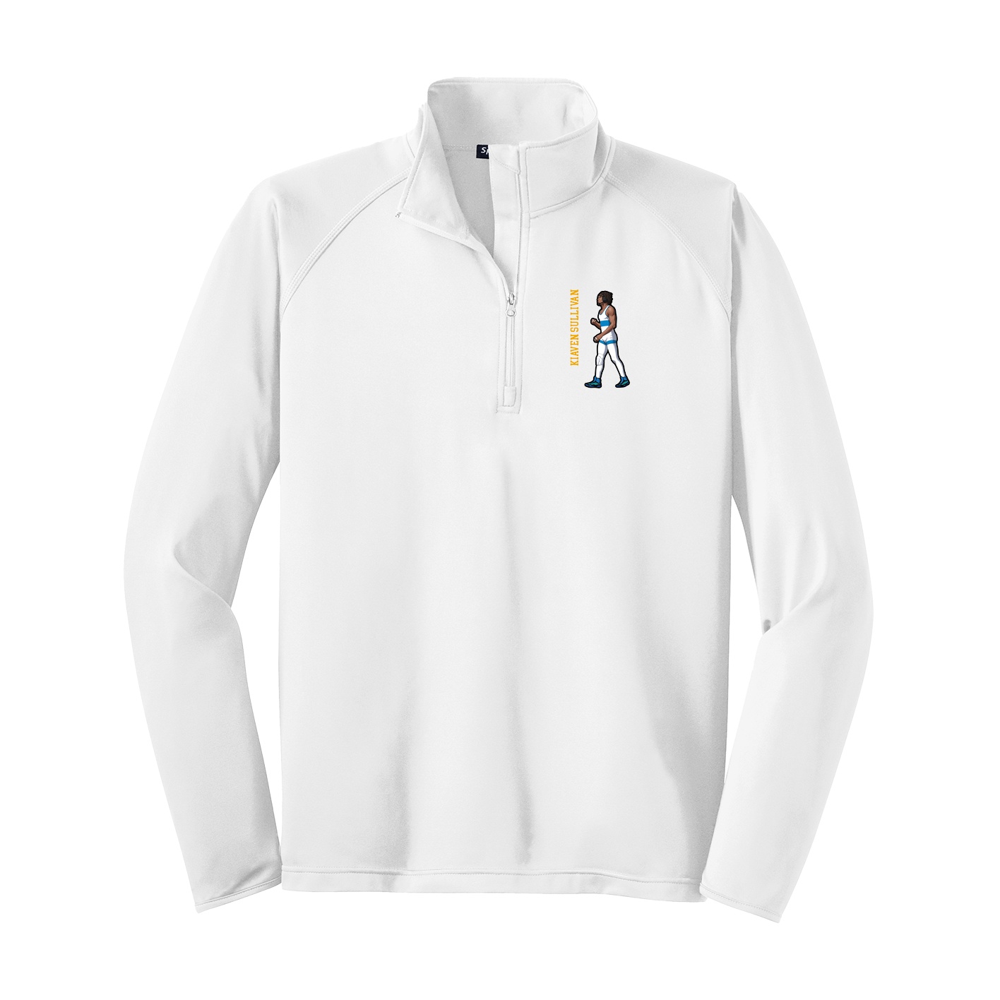 Q-Zip Pullover — Name Vertical in White