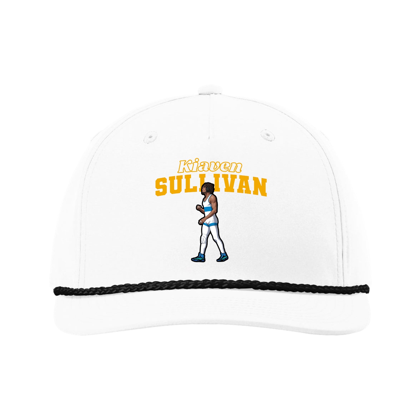 Five-Panel Classic Rope Cap — Name Arch in White