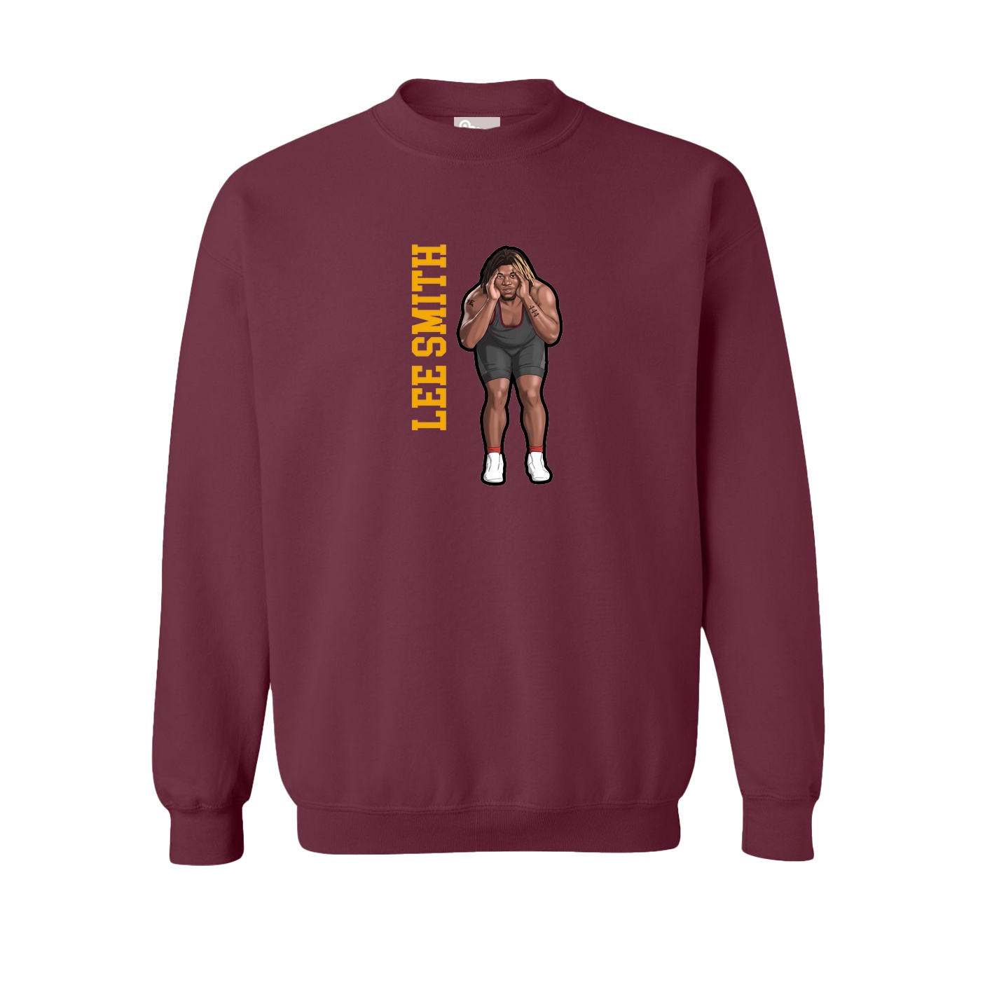 Fleece Crew — Name Vertical in Maroon