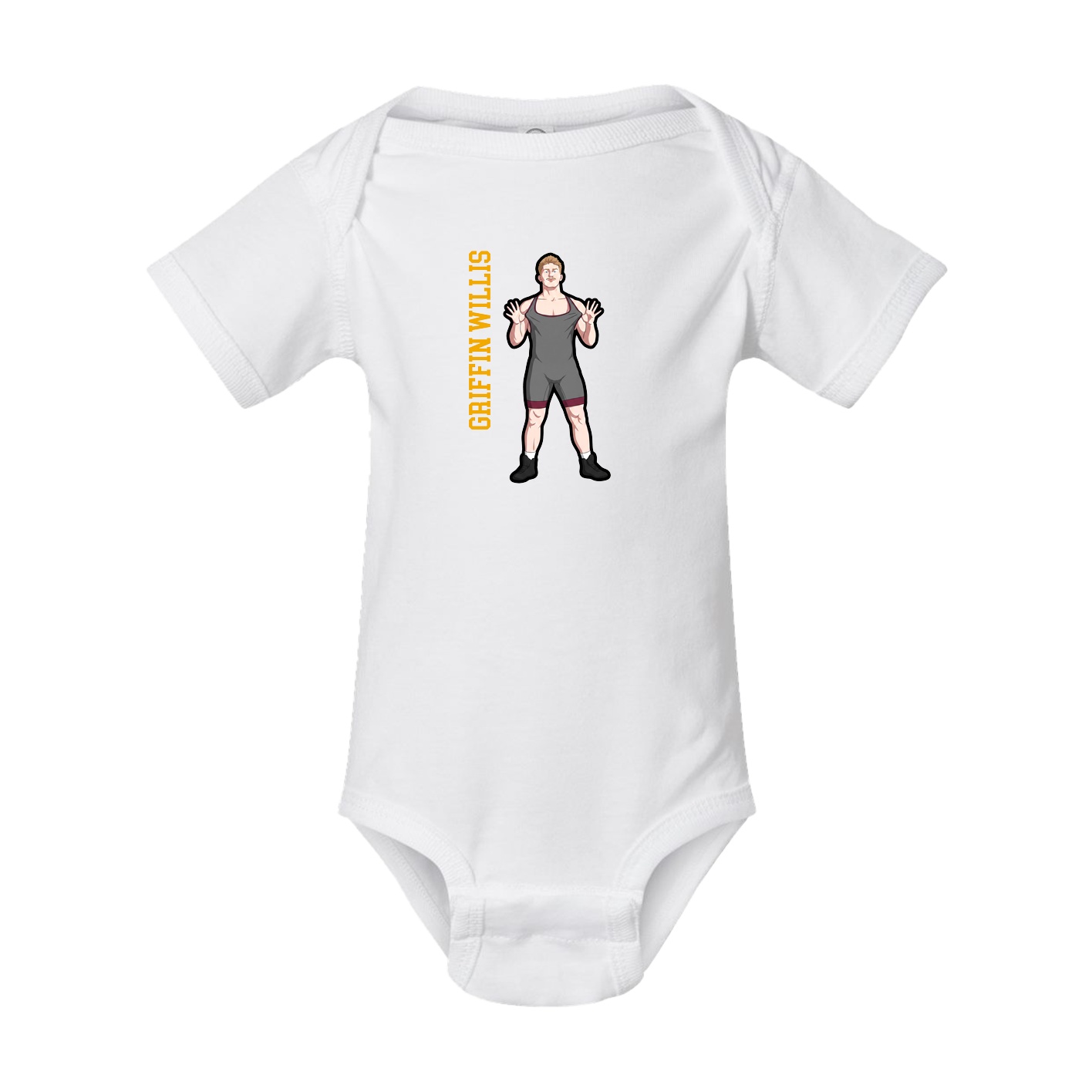 Baby Onesie — Name Vertical in White