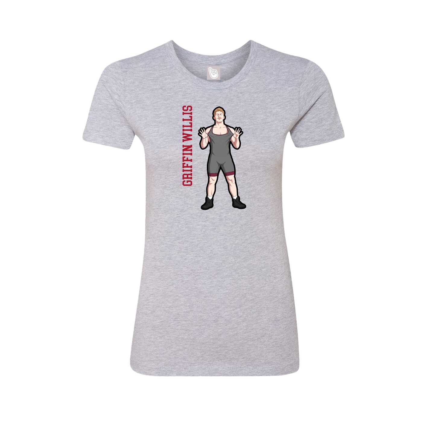 Fitted Women's Tee — Name Vertical in Grey