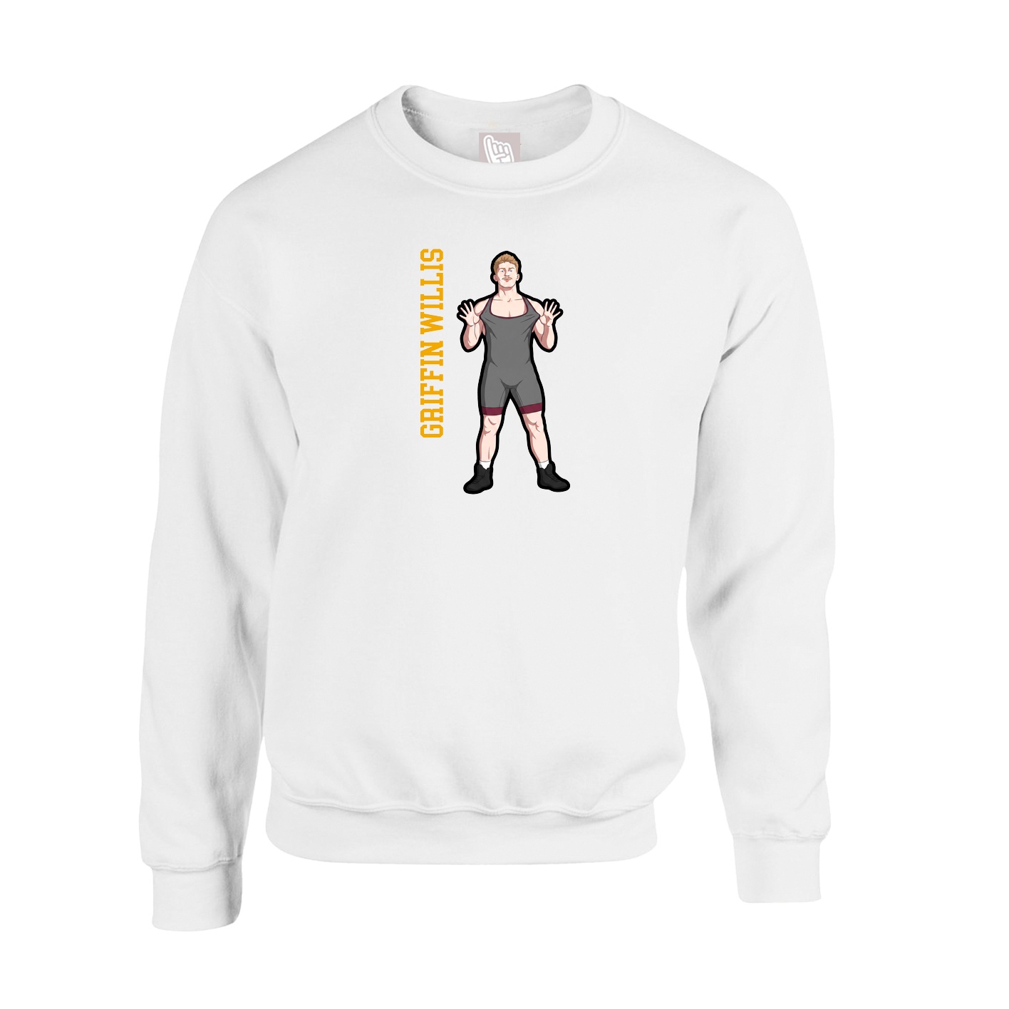 Fleece Crew — Name Vertical in White