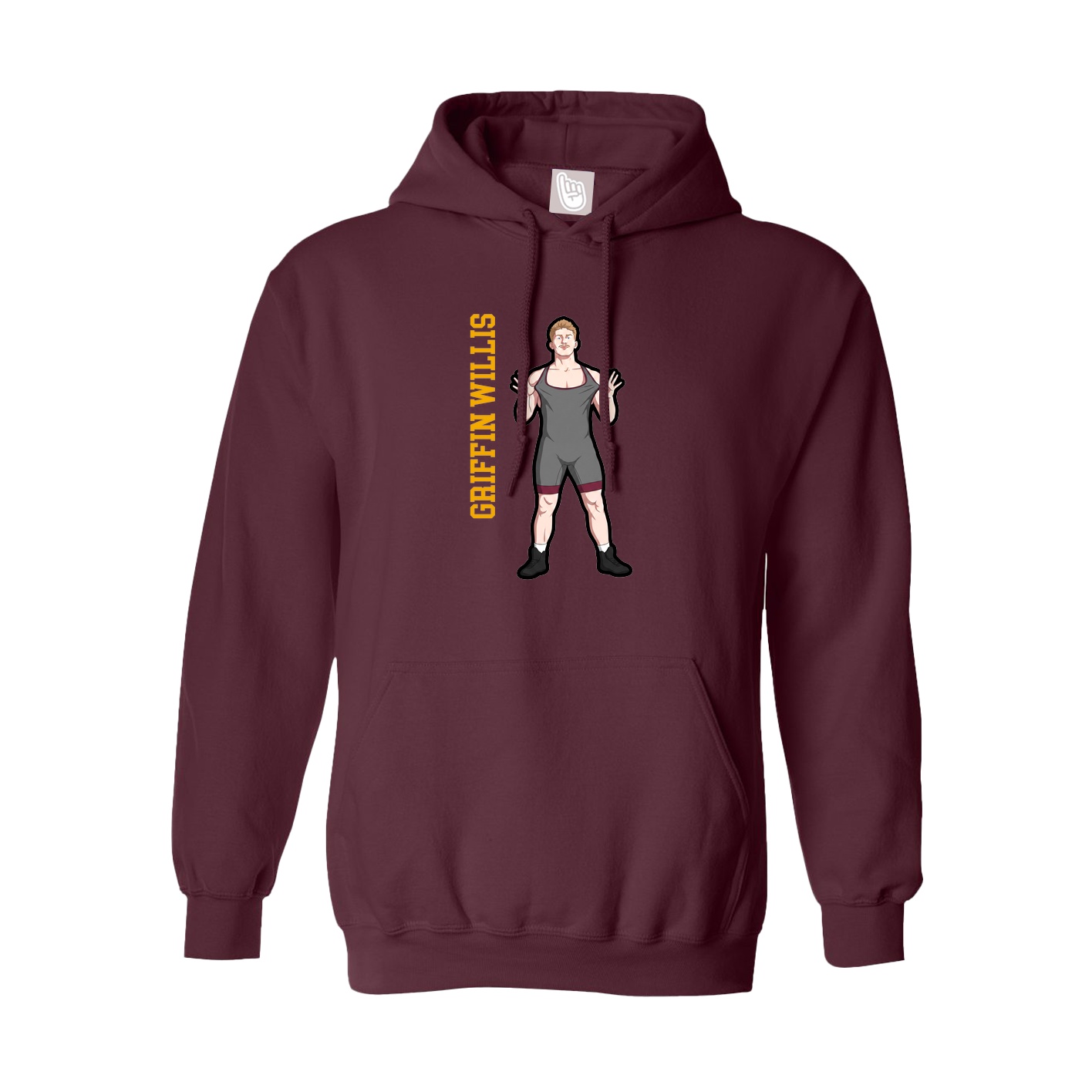 Youth Hoodie — Name Vertical in Maroon