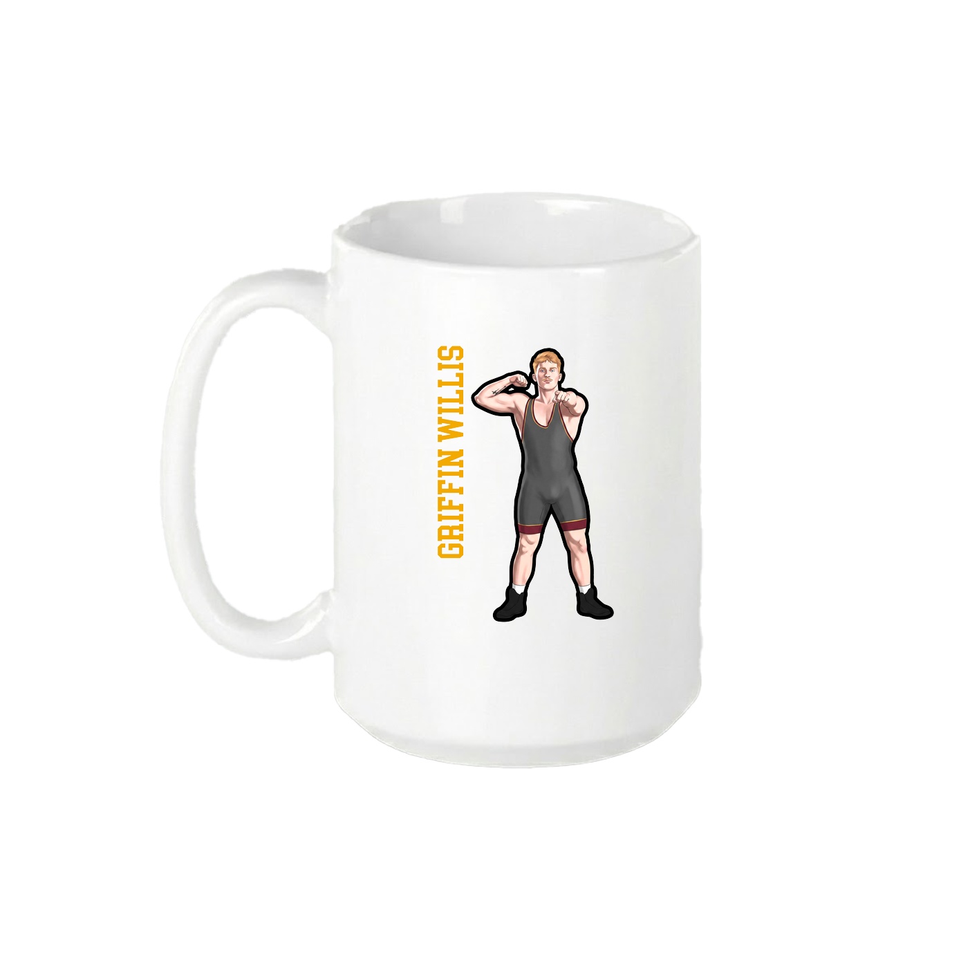 15oz Coffee Mug — Name Vertical in White