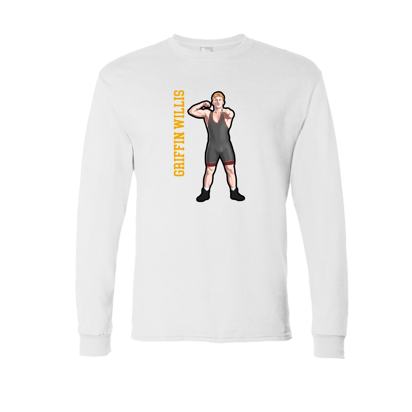 Long Sleeve Tee — Name Vertical in White