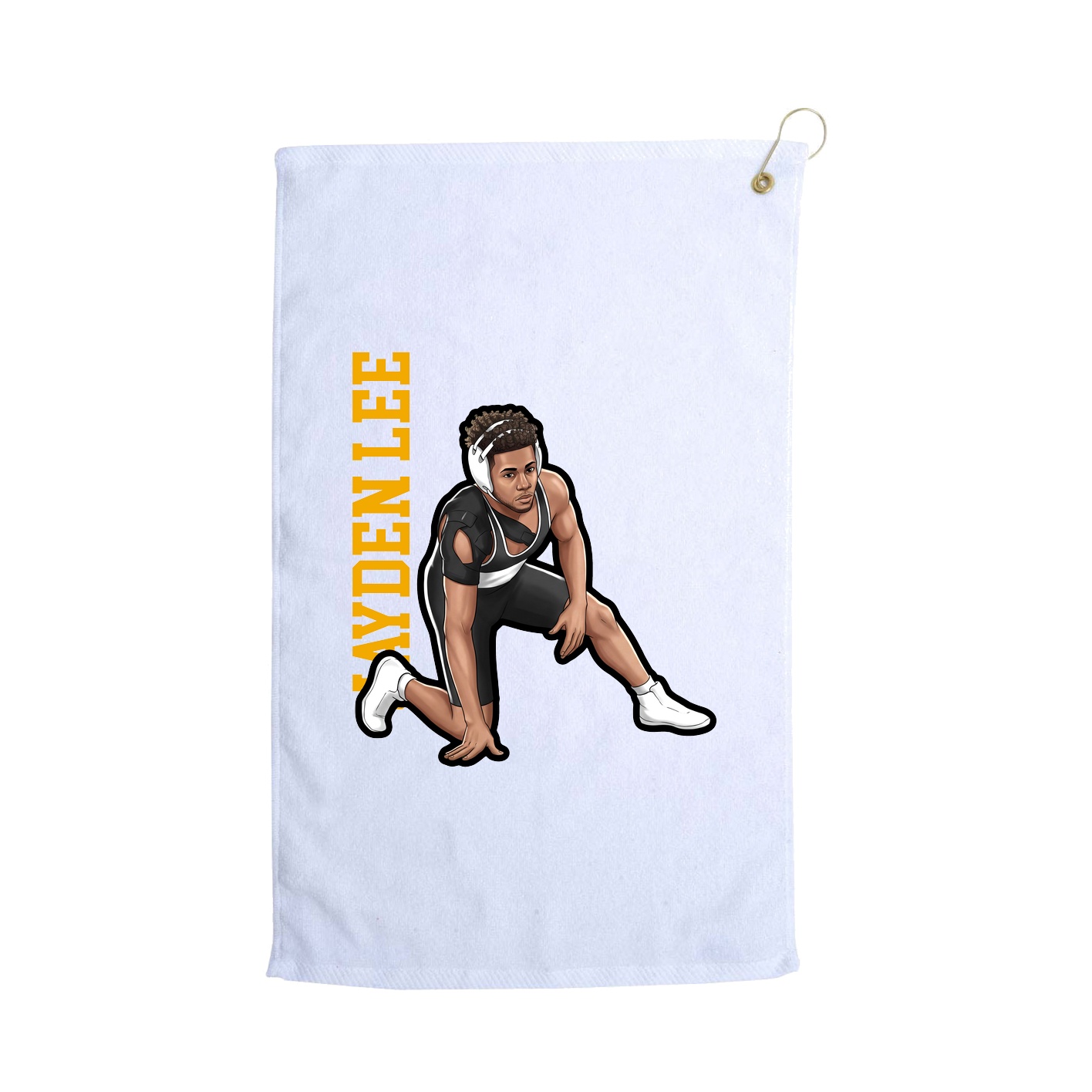 Golf Towel — Name Vertical in White