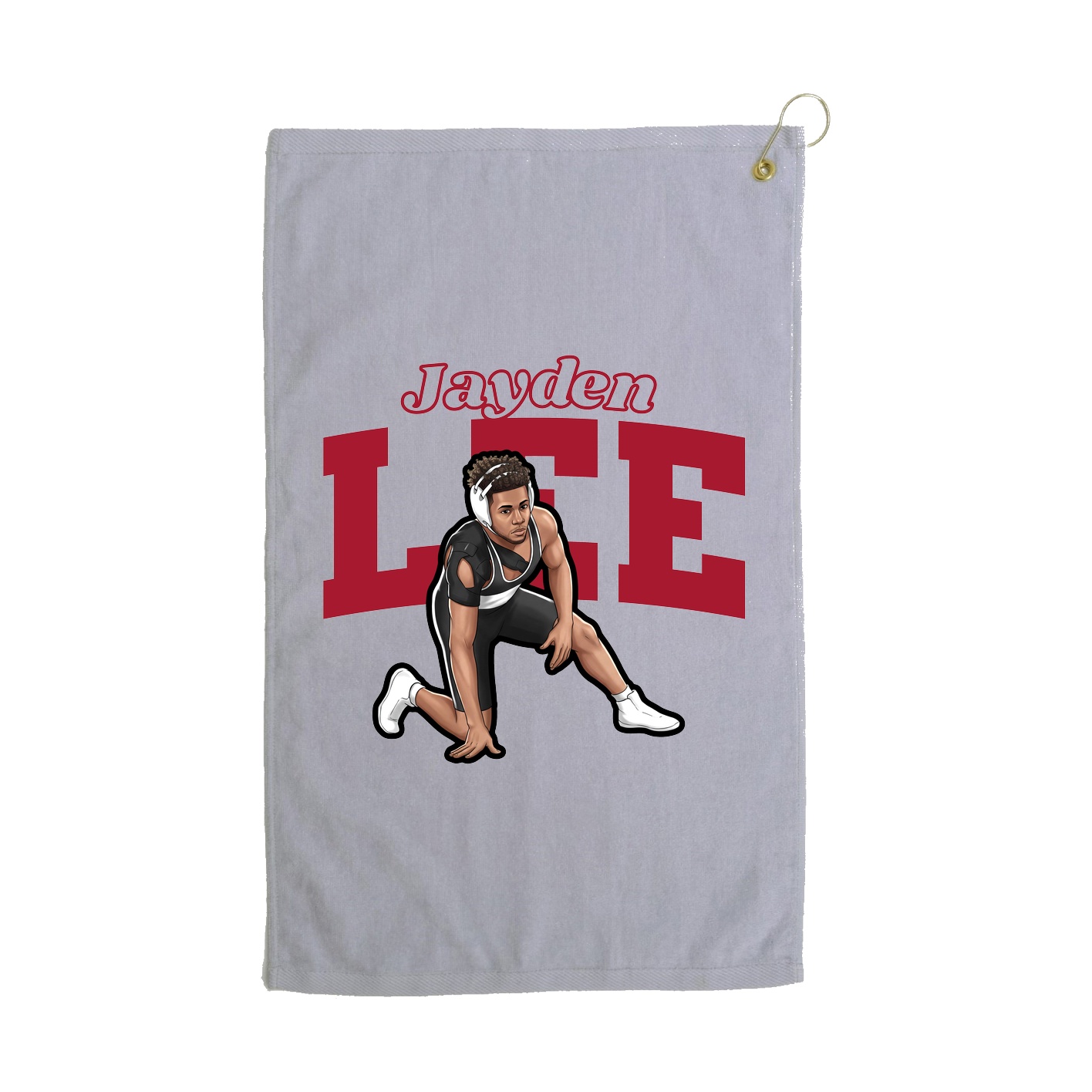 Golf Towel — Name Arch in Grey